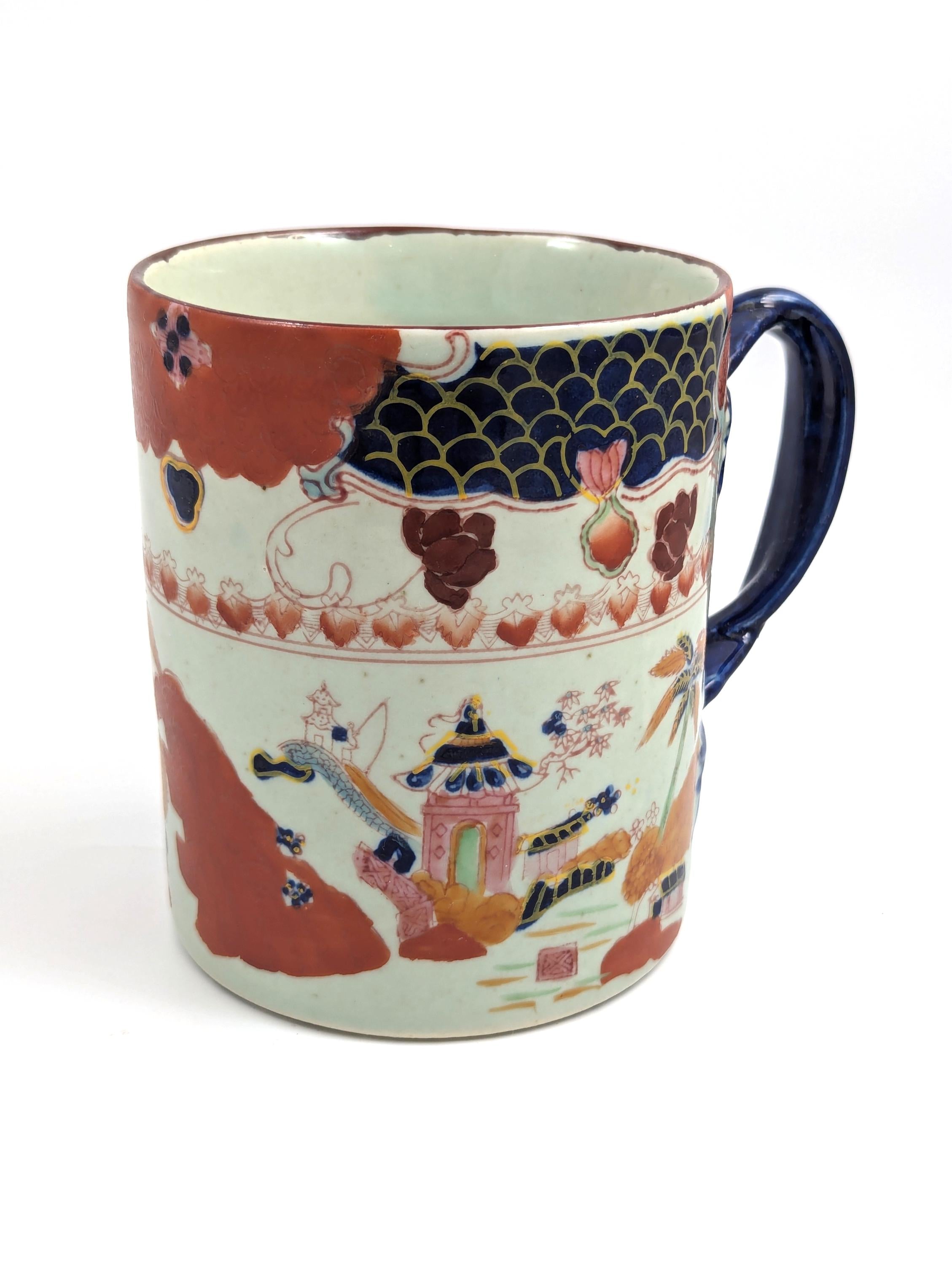 Chinese rare Kangxi Imari style porcelain mug, Qing Dynasty tankard, 1662–1722, European Export