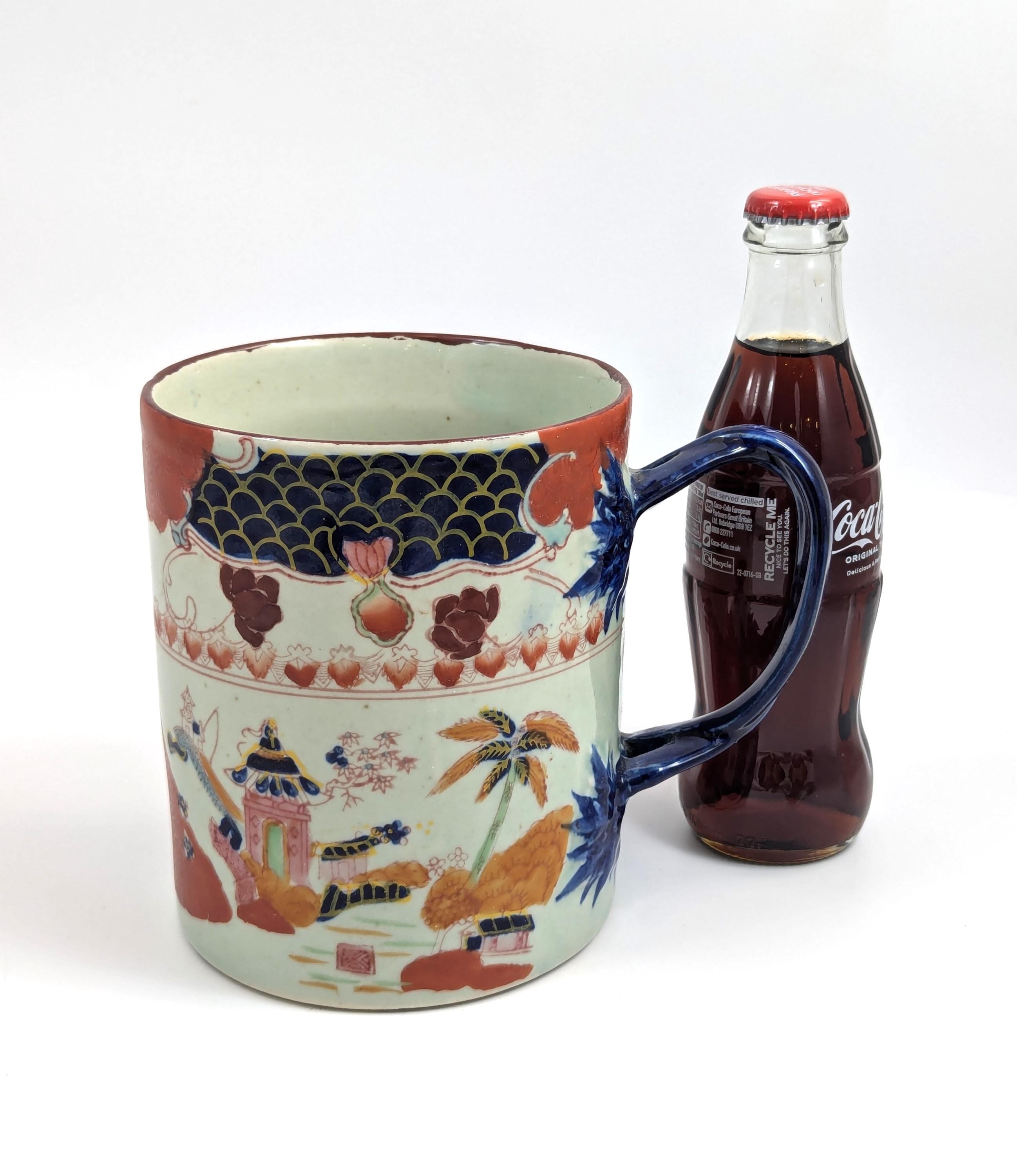 Chinese rare Kangxi Imari style porcelain mug, Qing Dynasty tankard, 1662–1722, European Export