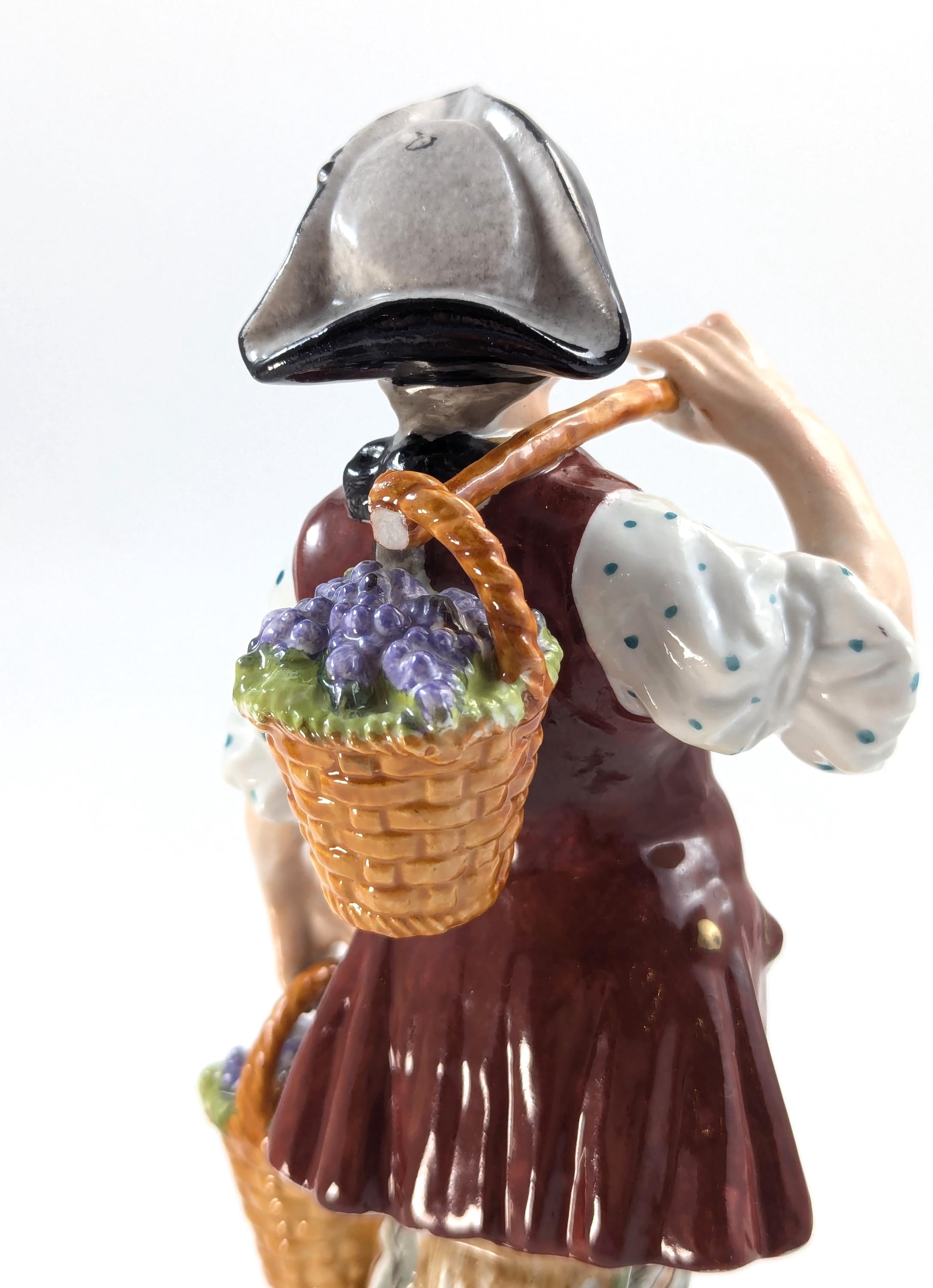 Antique porcelain figurines of Grape Harvesters, France, Sèvres Style, 19th