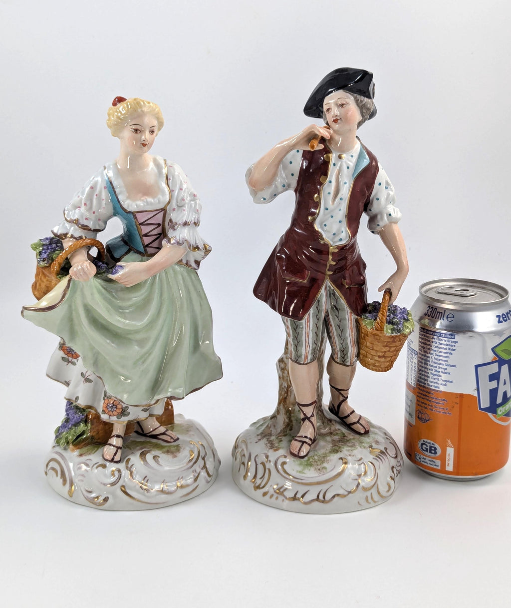 Antique porcelain figurines of Grape Harvesters, France, Sèvres Style, 19th