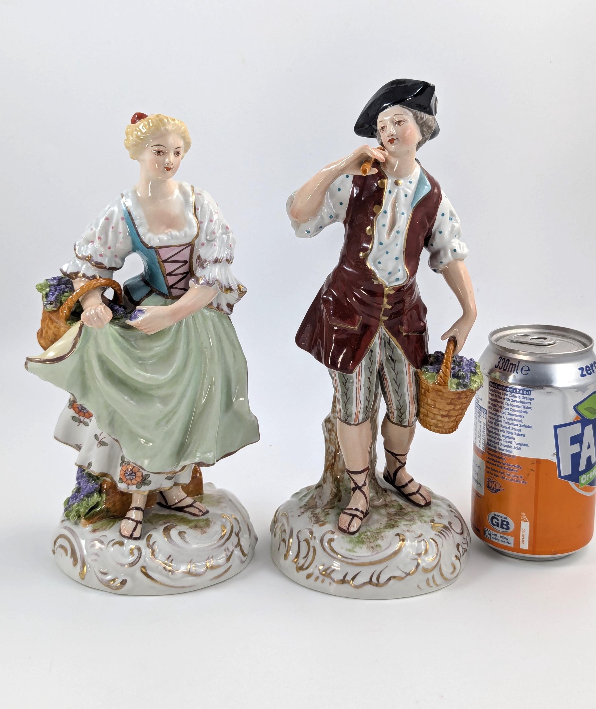 Antique porcelain figurines of Grape Harvesters, France, Sèvres Style, 19th