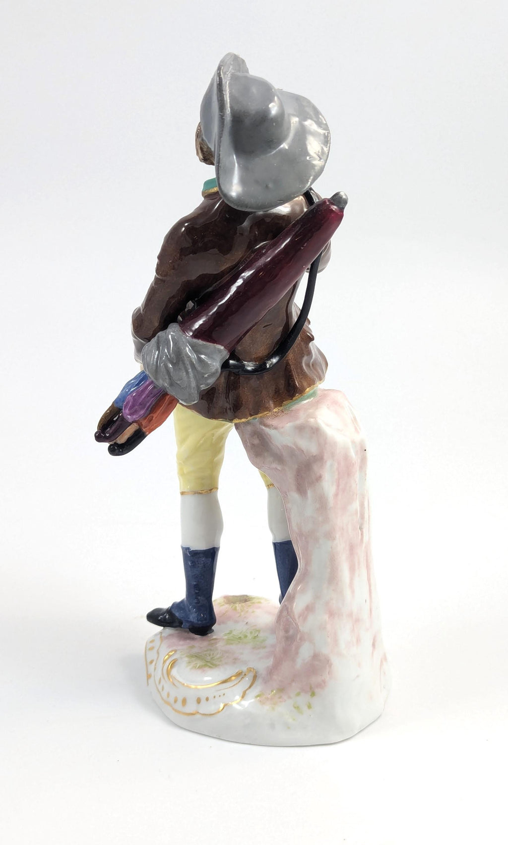 Samson porcelain antique figurine, "Umbrella Seller," after Ludwigsburg, hand-painted, c. 1860, collectible French porcelain