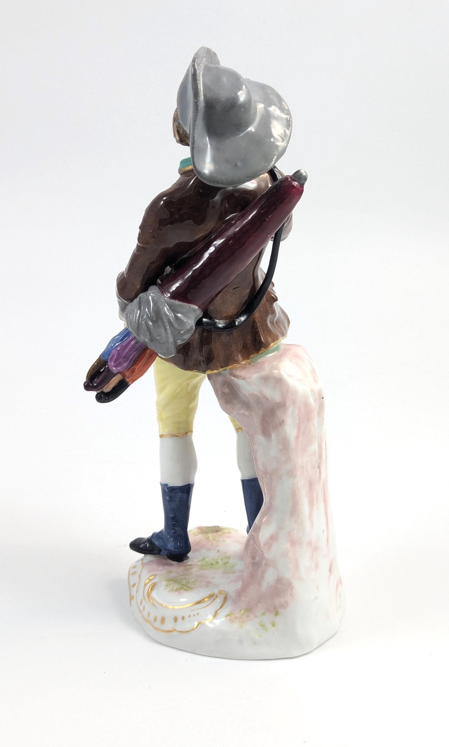 Samson porcelain antique figurine, "Umbrella Seller," after Ludwigsburg, hand-painted, c. 1860, collectible French porcelain