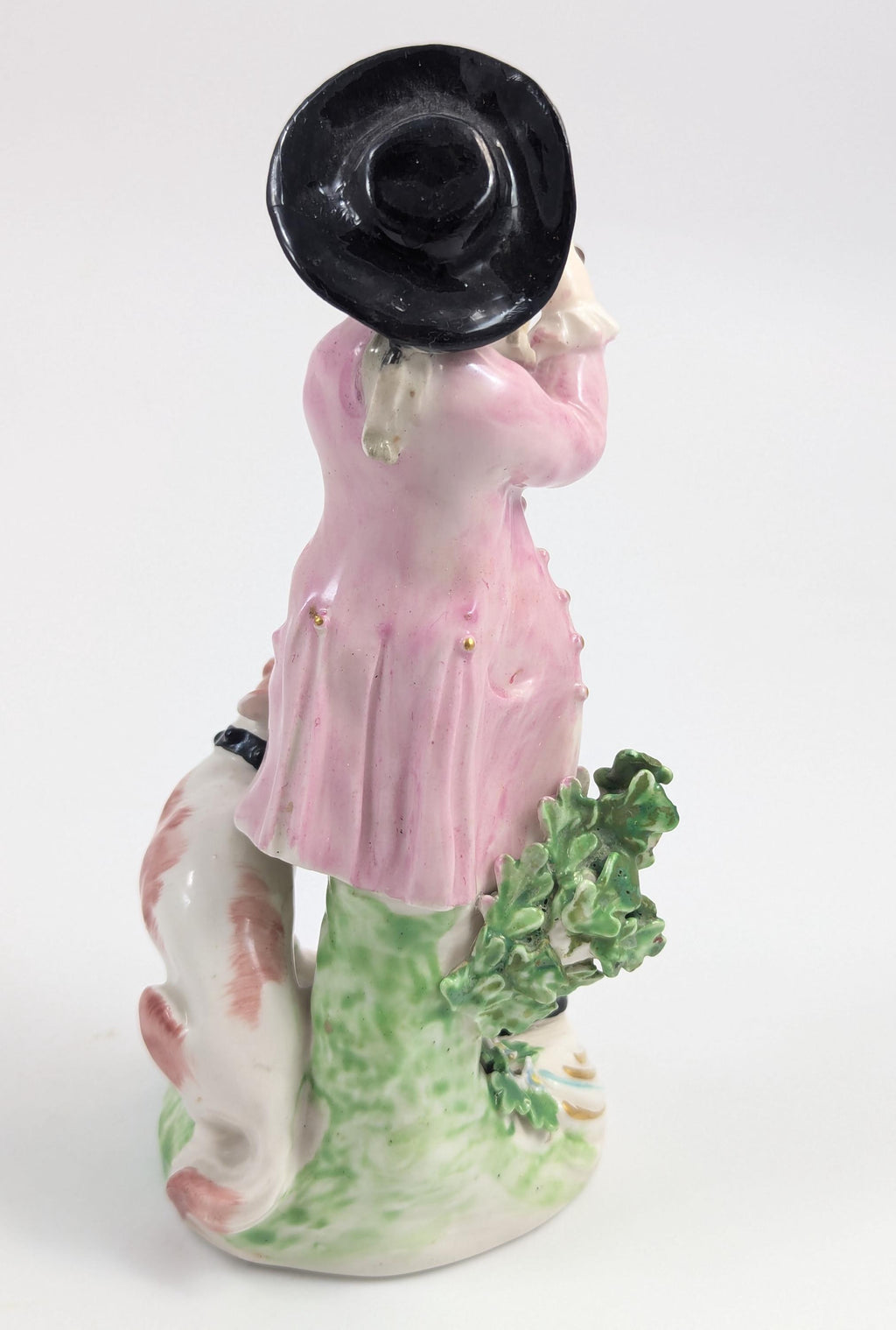 Antique Derby Porcelain Figurine: Hand-Painted Shepherd with Pipe, c. 1750s