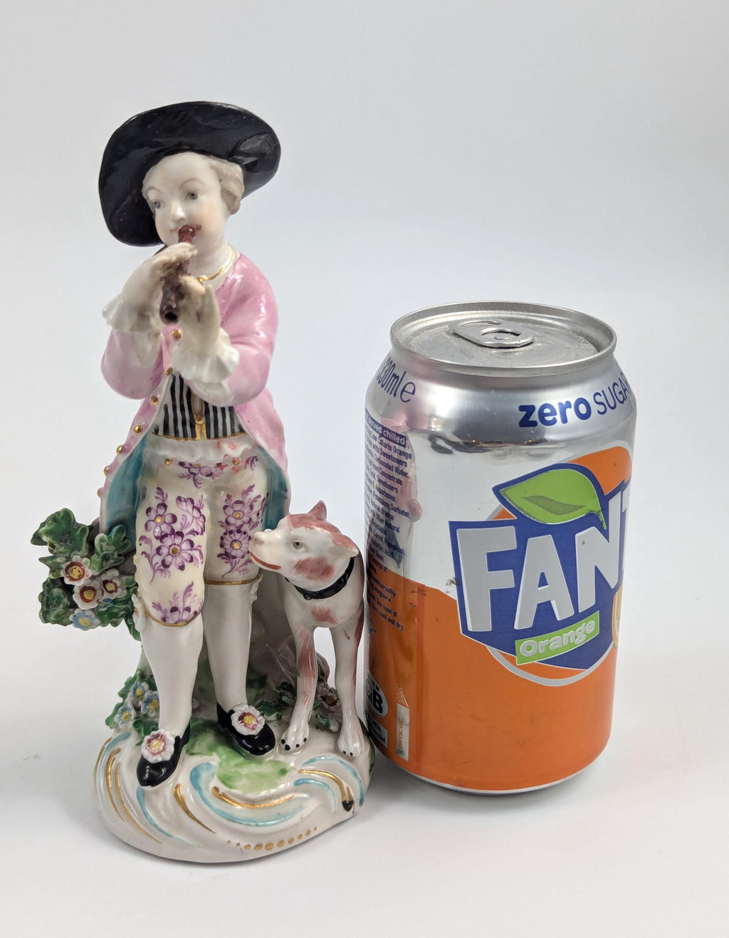 Antique Derby Porcelain Figurine: Hand-Painted Shepherd with Pipe, c. 1750s