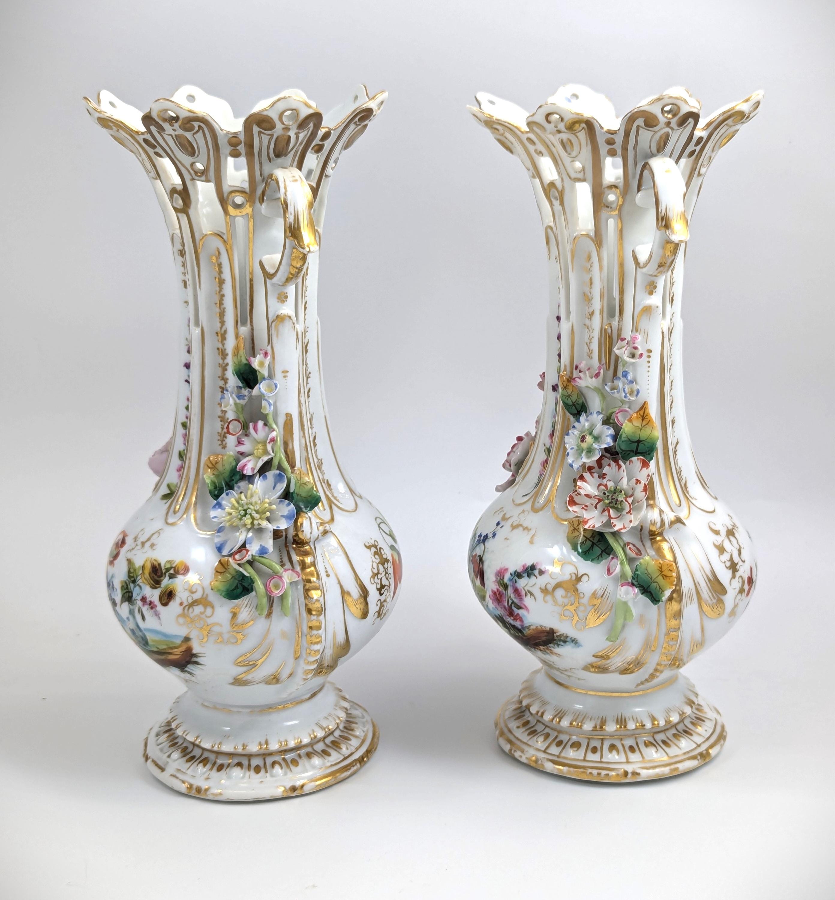A Pair of Old Paris Porcelain Vases, c. 19th Century