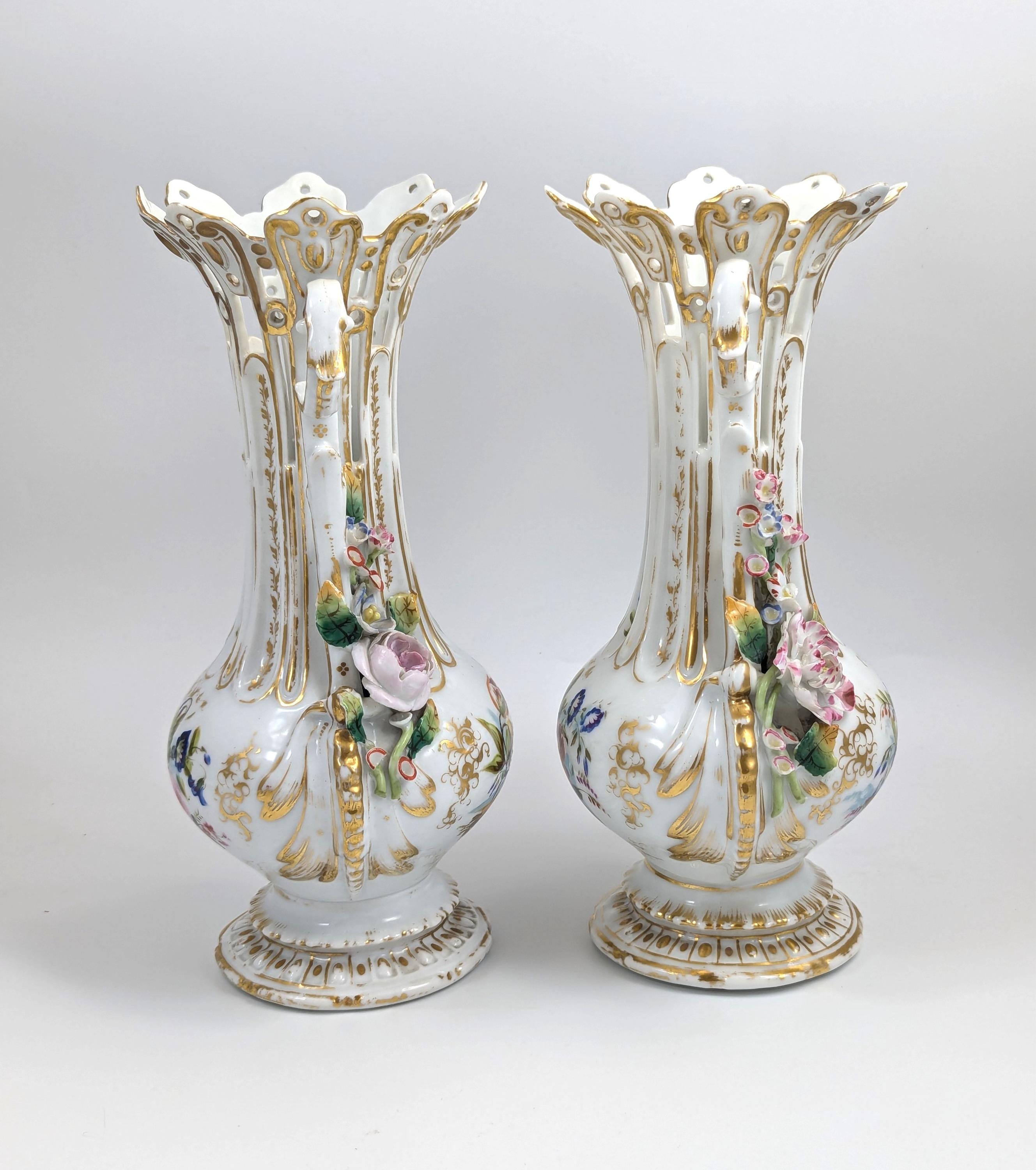 A Pair of Old Paris Porcelain Vases, c. 19th Century