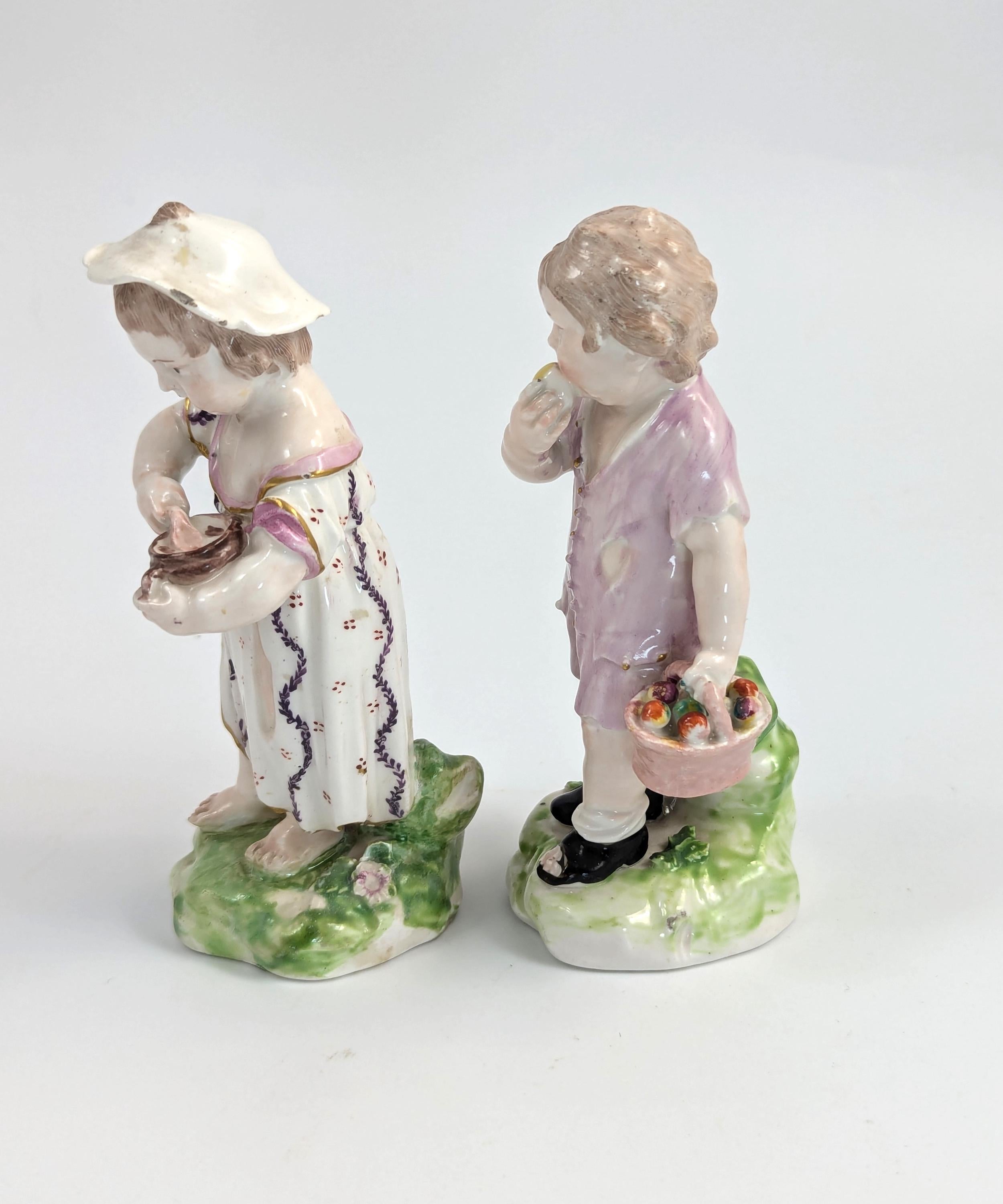 Rare Derby Porcelain Figurines: "Poor Children" c. 1760, English Antique Collectible