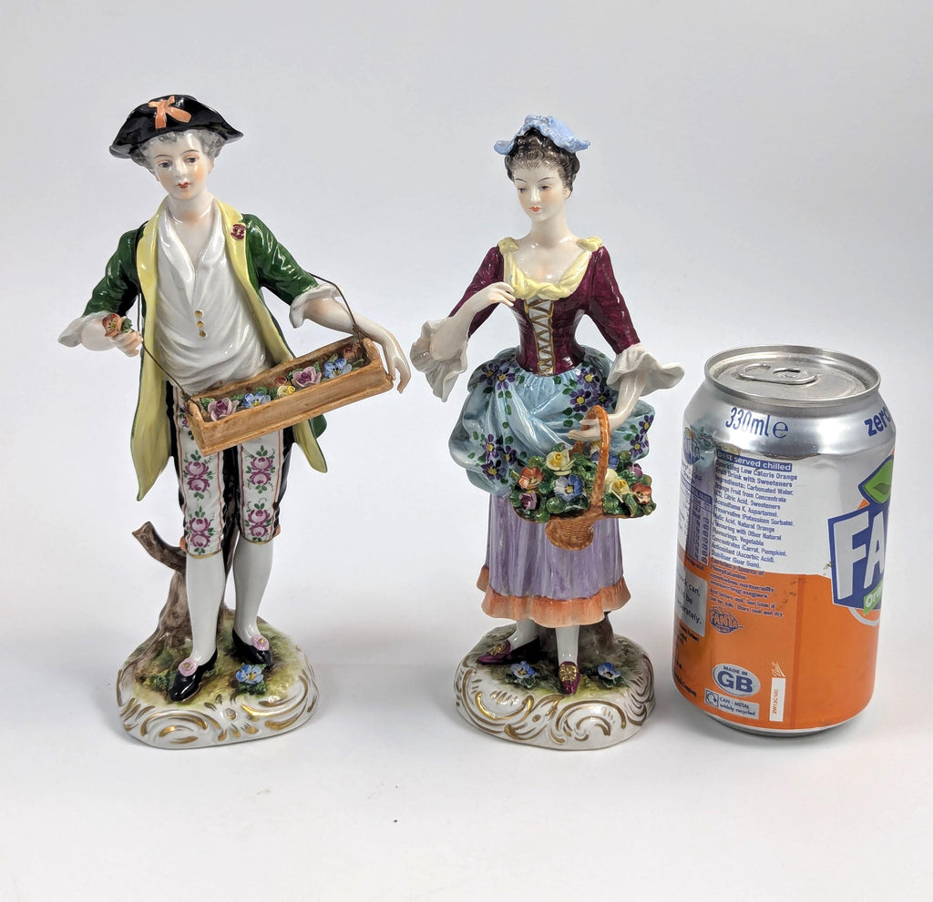 Porcelain Figurines of Flower Sellers by Volkstedt, Germany