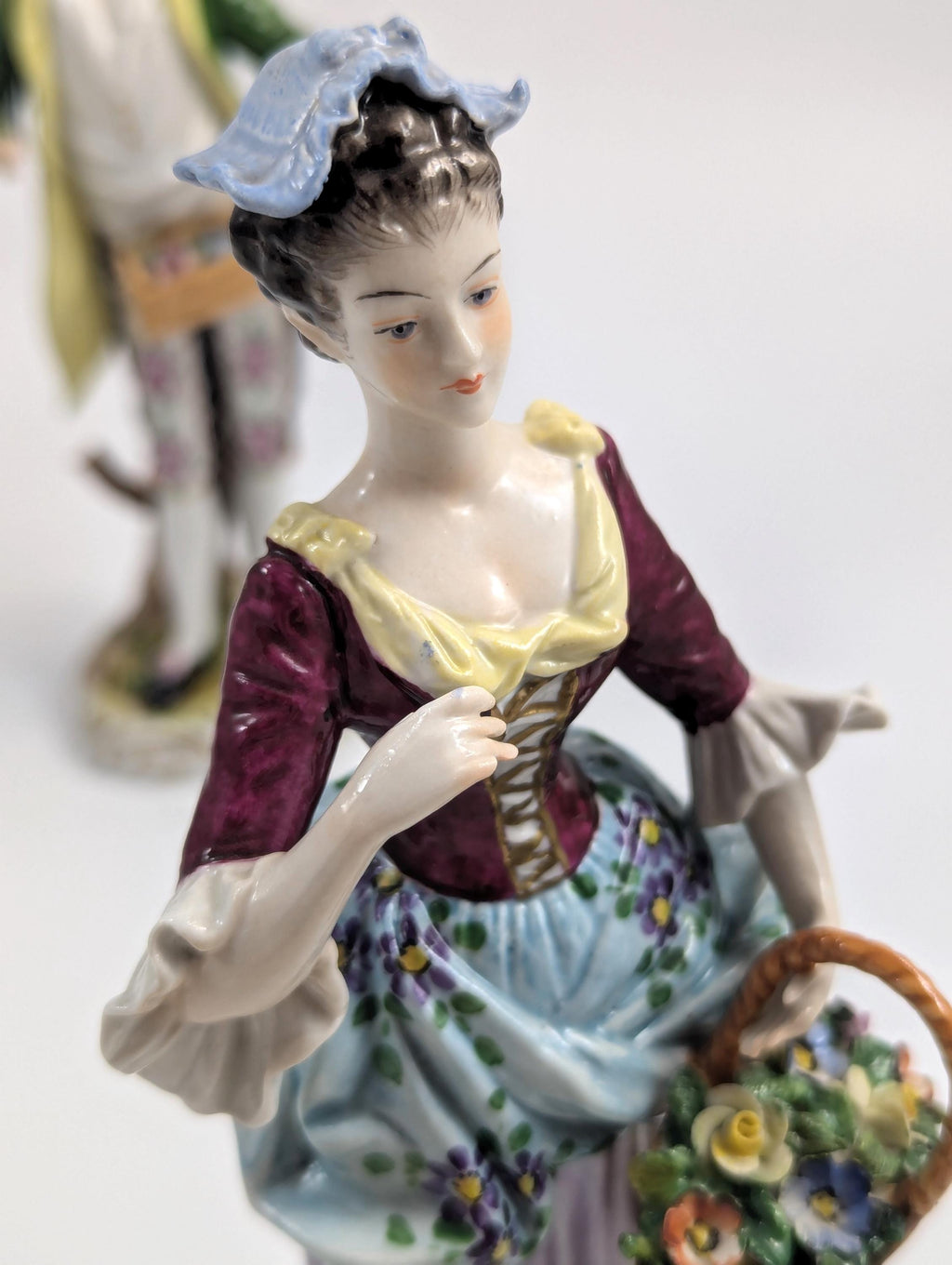 Porcelain Figurines of Flower Sellers by Volkstedt, Germany