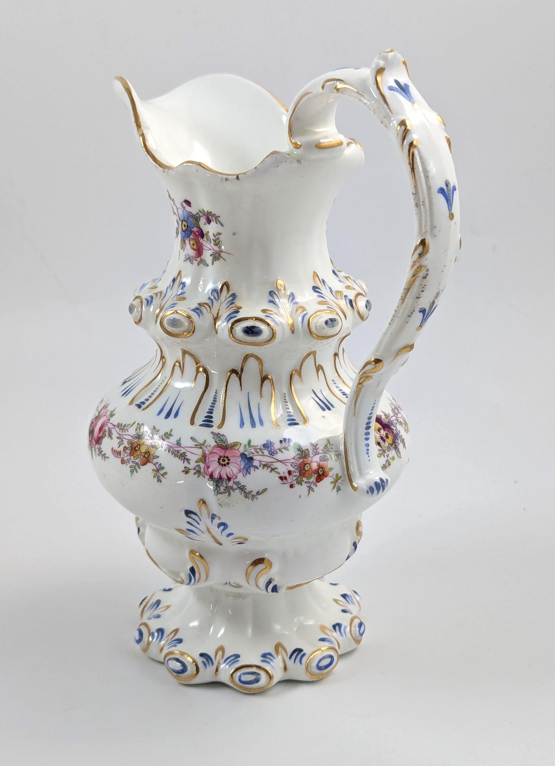Antique Dresden Porcelain Jug: Hand-Painted Floral Spray, Gilded Accents