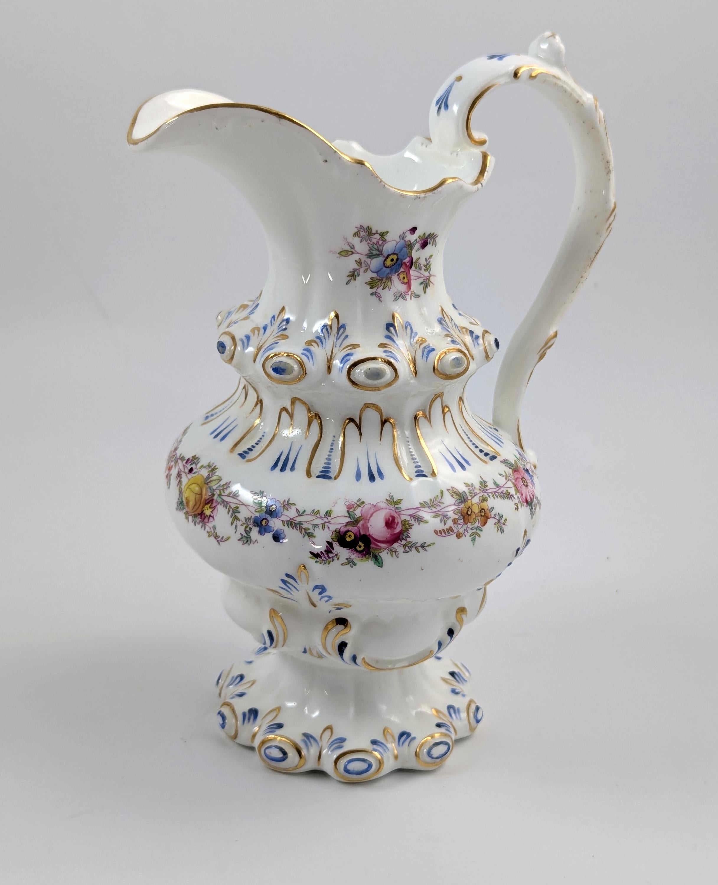 Antique Dresden Porcelain Jug: Hand-Painted Floral Spray, Gilded Accents
