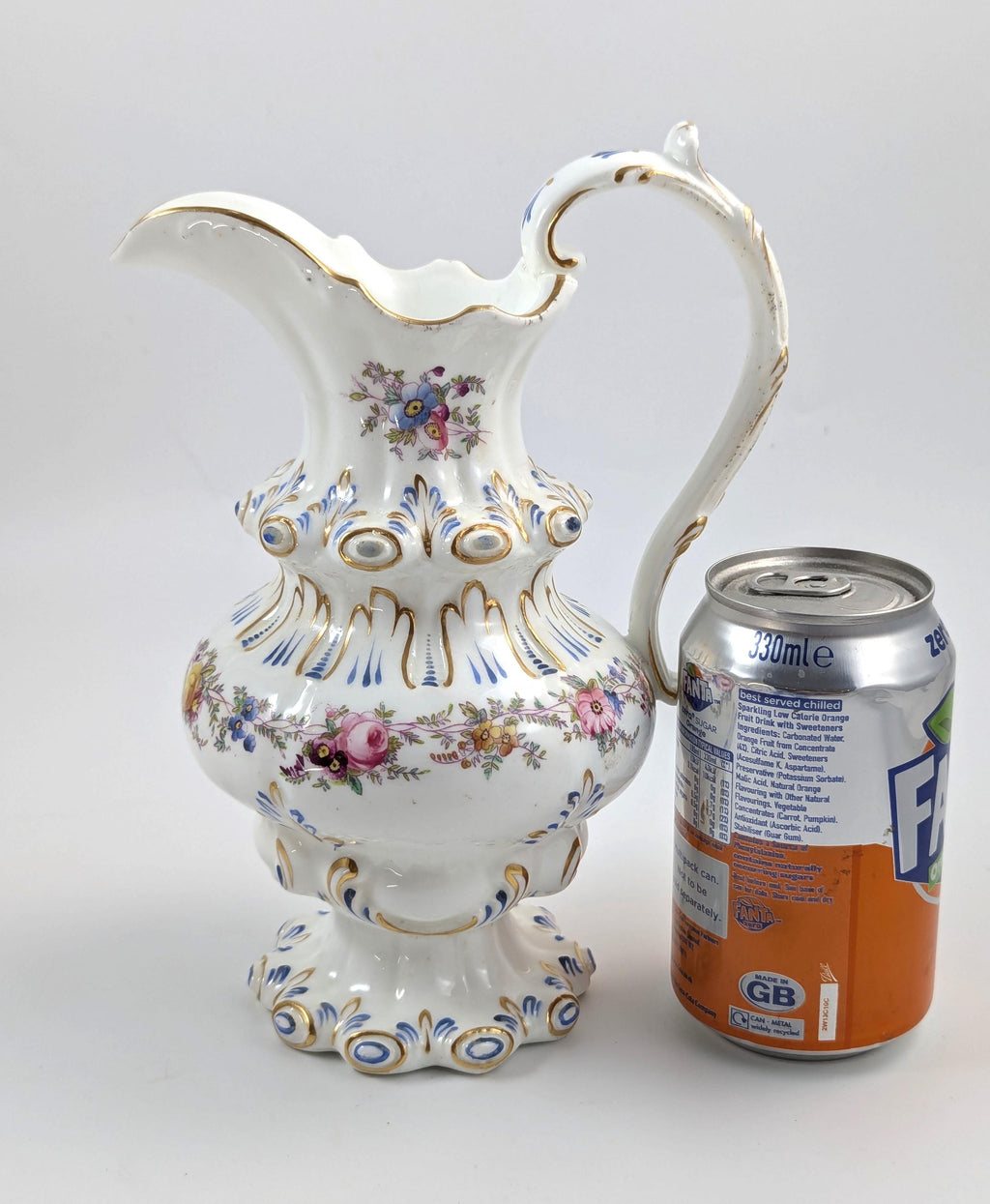 Antique Dresden Porcelain Jug: Hand-Painted Floral Spray, Gilded Accents