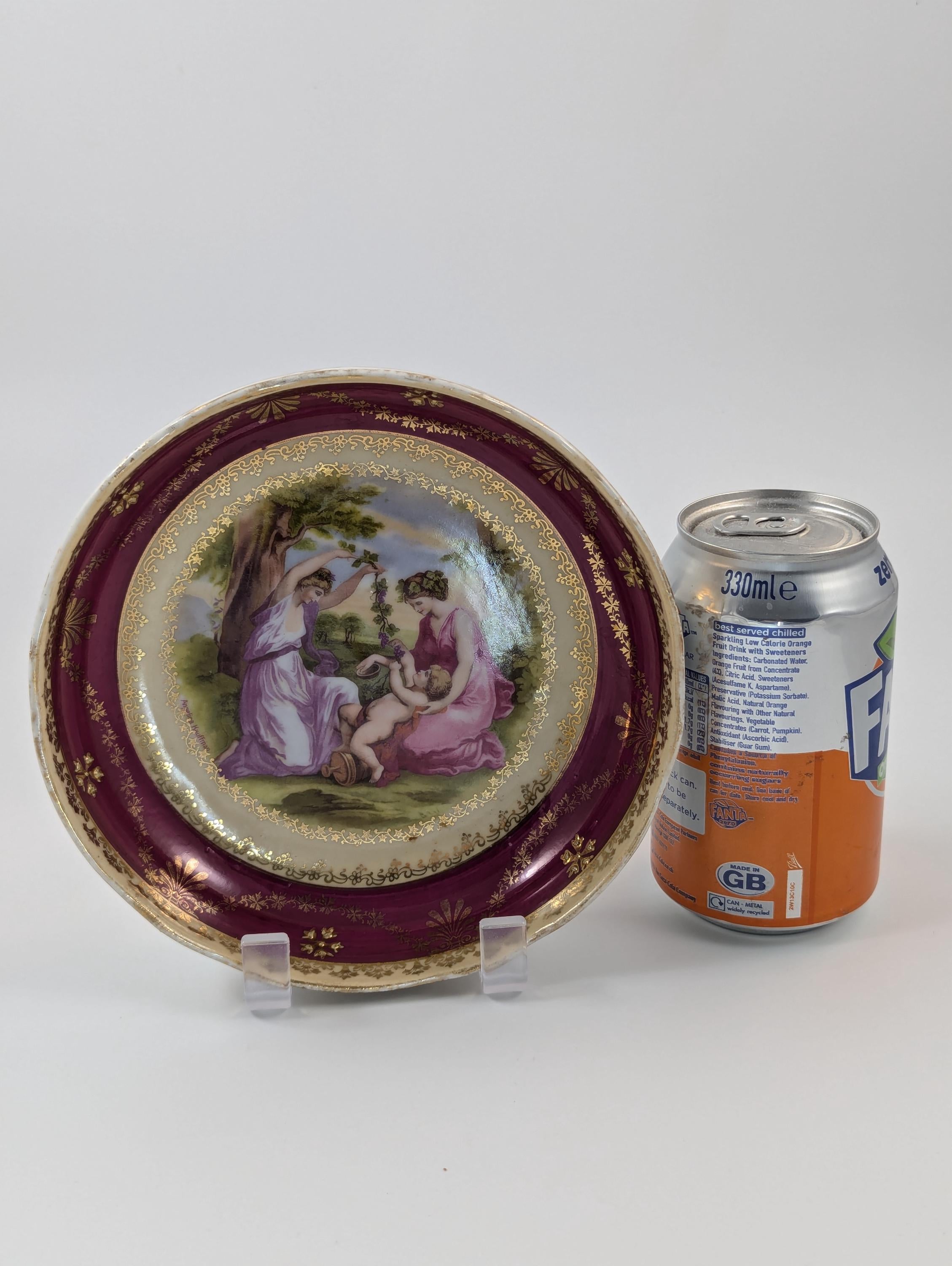 Beyer & Bock antique hand-painted porcelain cabinet plate, Angelica Kauffman Neoclassical Scene, Volkstedt-Rudolstadt, c. 1905