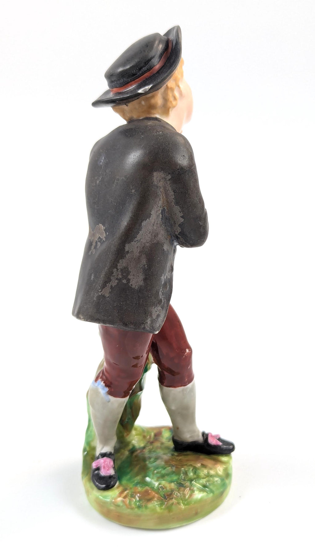 Rare Crown Derby Porcelain Figurine: 18th Century Georgian Boy