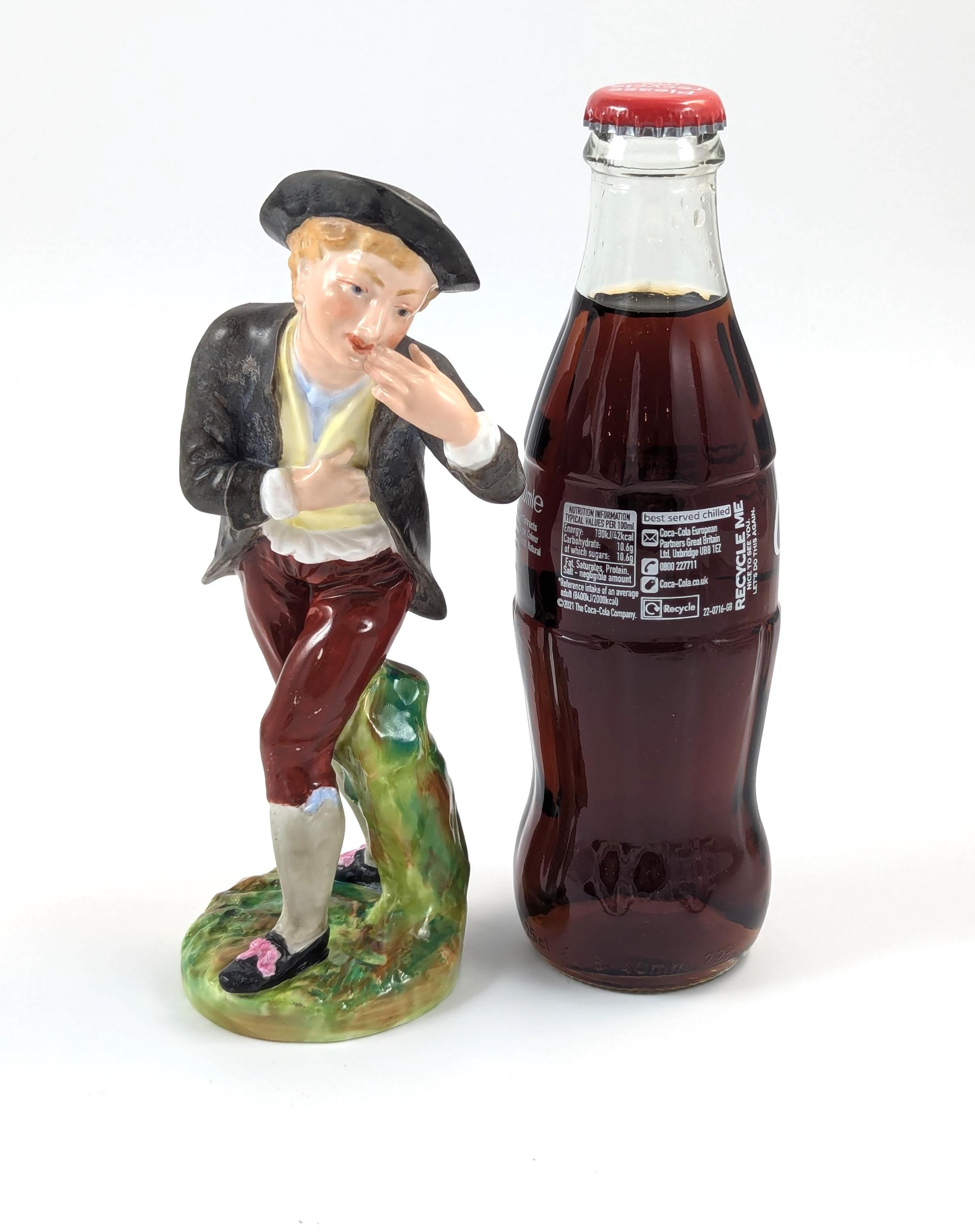 Rare Crown Derby Porcelain Figurine: 18th Century Georgian Boy