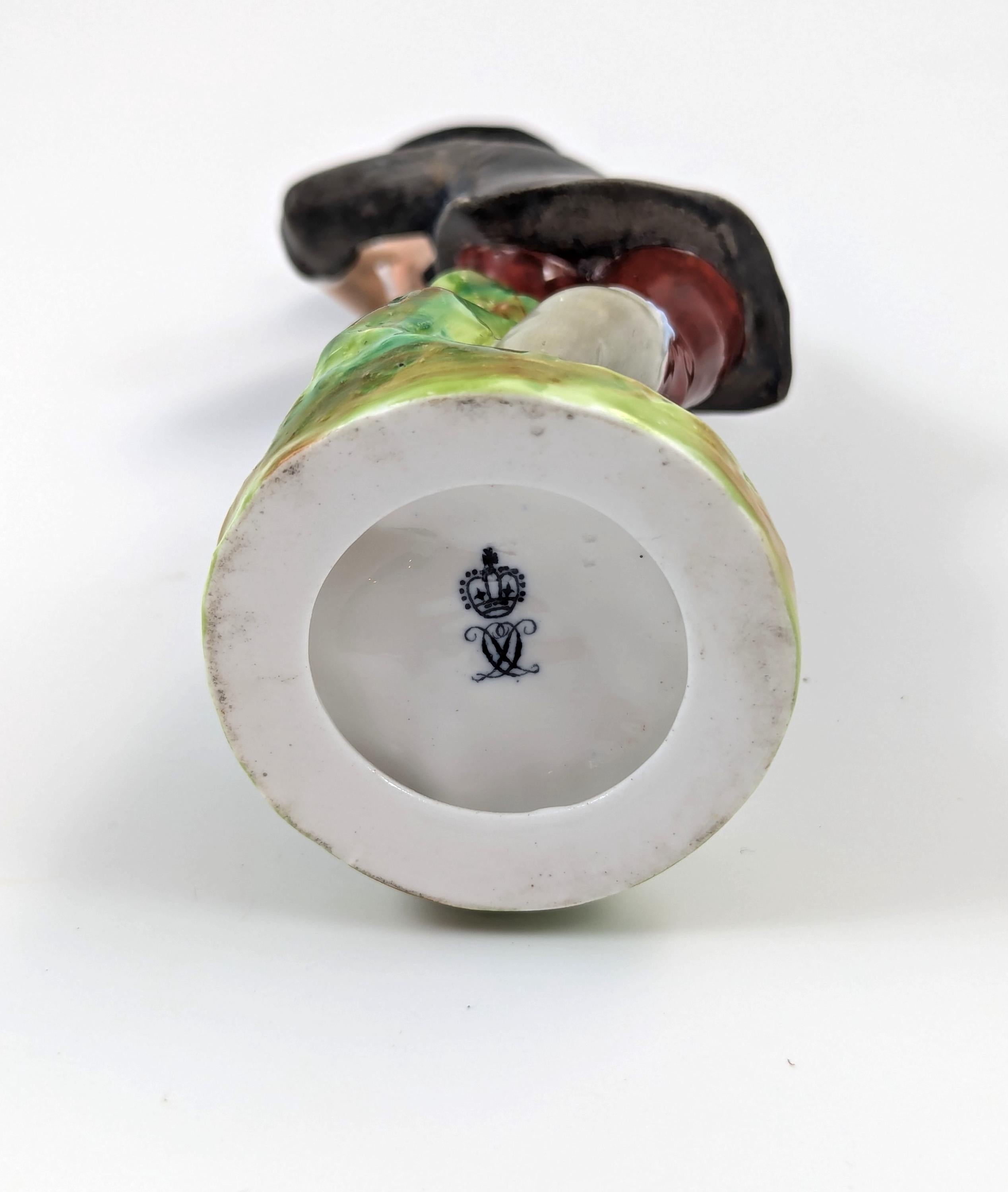 Rare Crown Derby Porcelain Figurine: 18th Century Georgian Boy