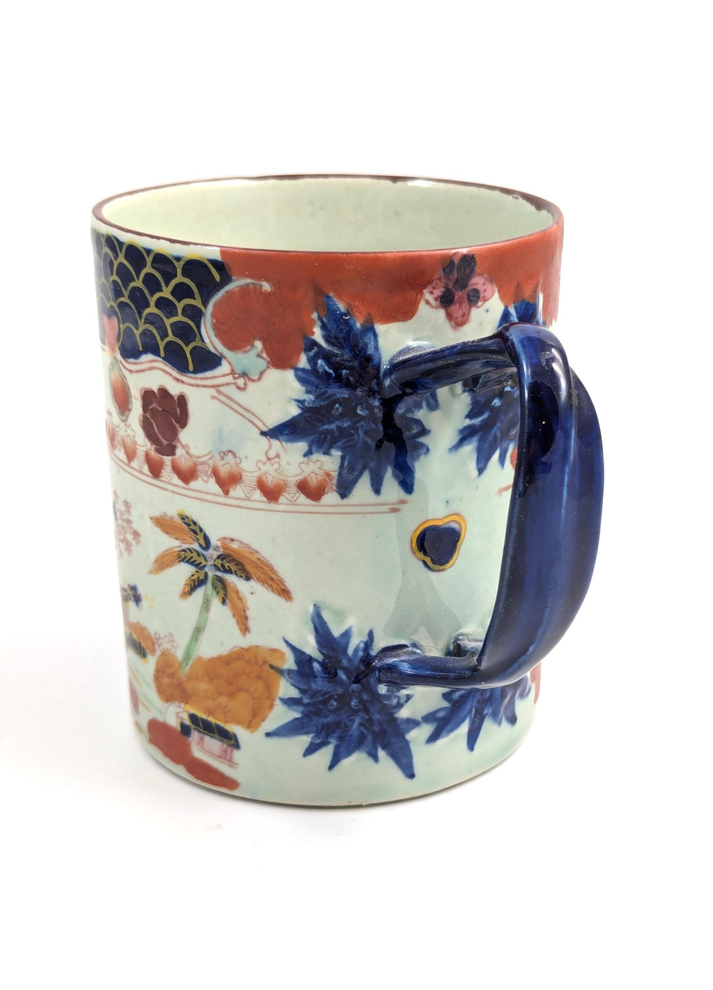 Chinese rare Kangxi Imari style porcelain mug, Qing Dynasty tankard, 1662–1722, European Export
