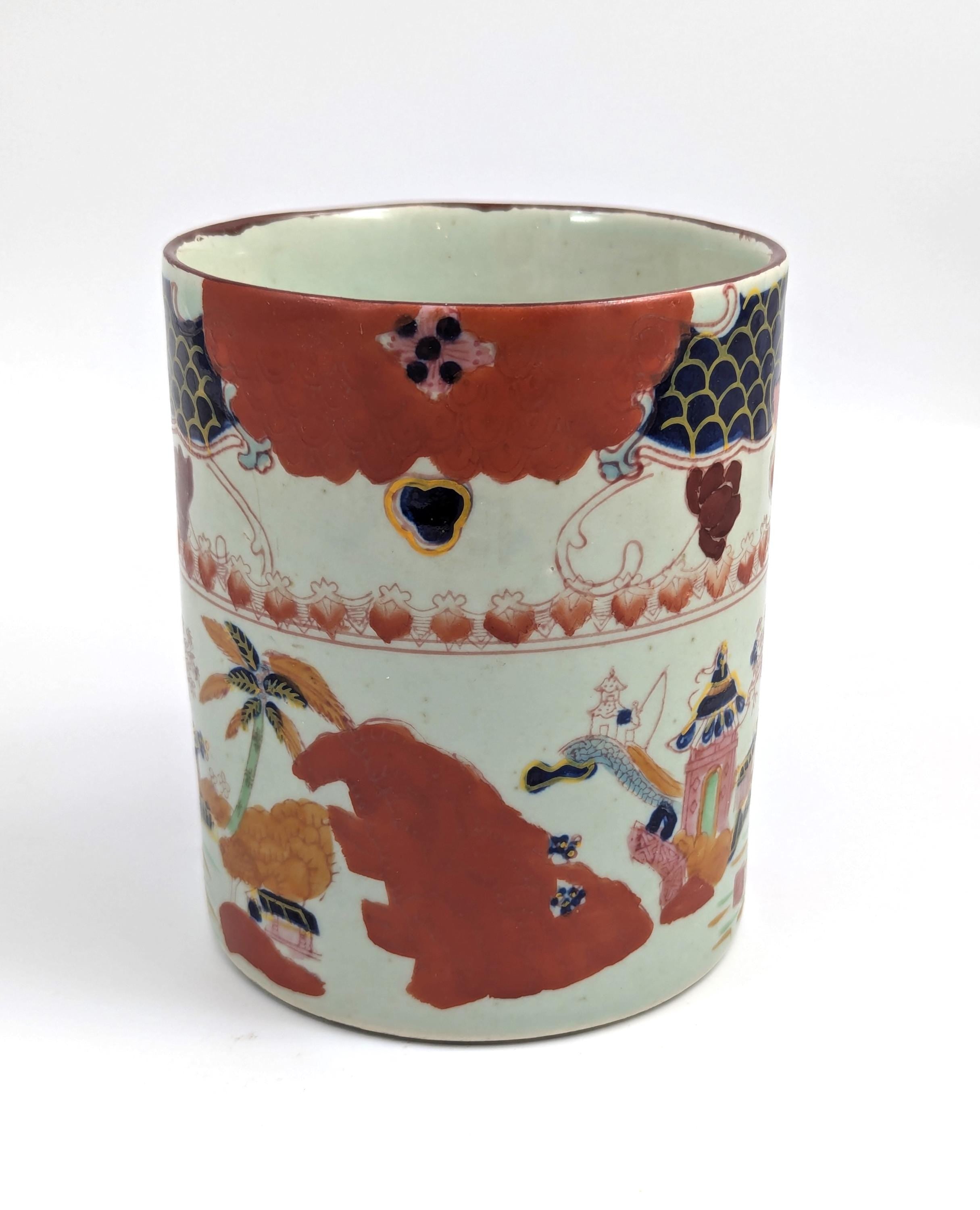Chinese rare Kangxi Imari style porcelain mug, Qing Dynasty tankard, 1662–1722, European Export