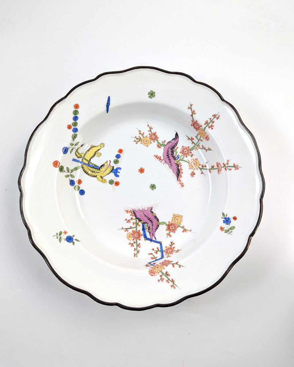 Antique Meissen Kakiemon Porcelain Plate: Yellow Lion, Late 19th Century