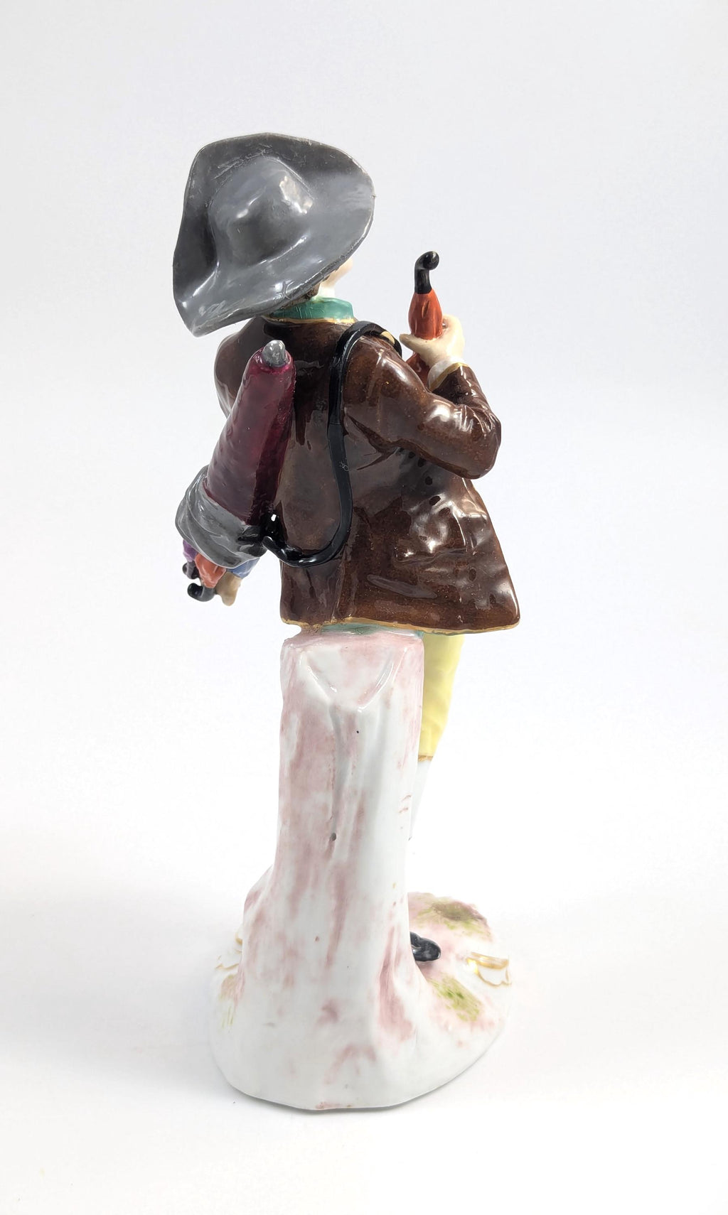 Samson porcelain antique figurine, "Umbrella Seller," after Ludwigsburg, hand-painted, c. 1860, collectible French porcelain