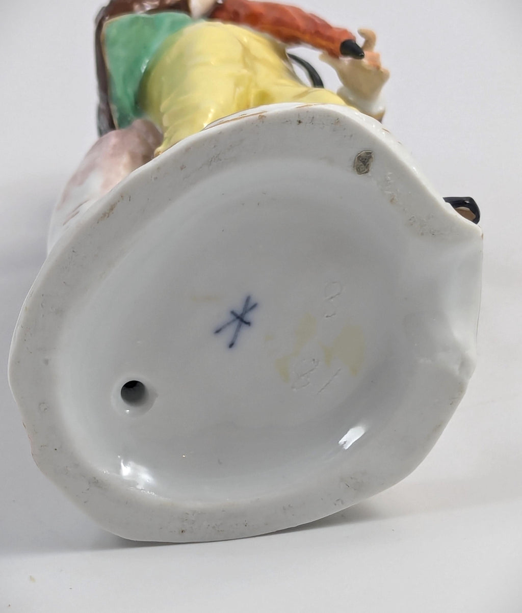 Samson porcelain antique figurine, "Umbrella Seller," after Ludwigsburg, hand-painted, c. 1860, collectible French porcelain
