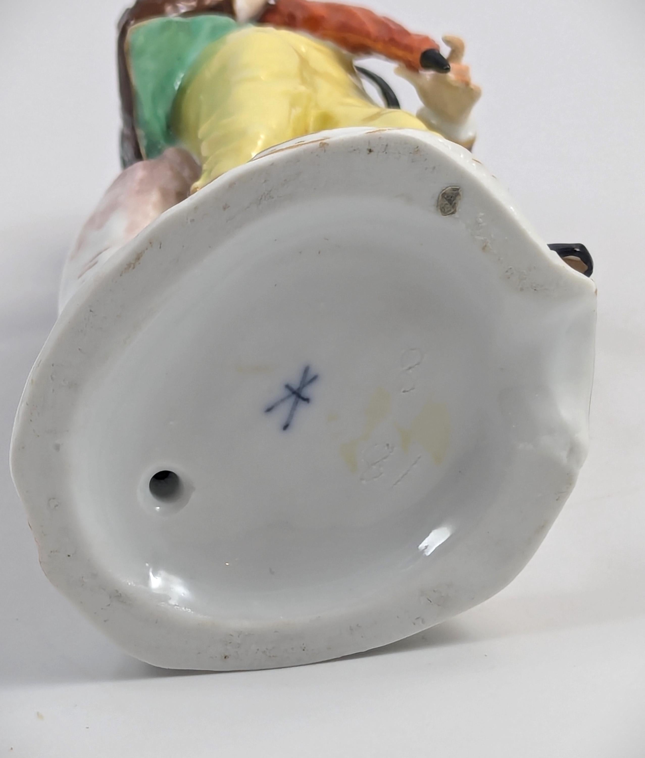 Samson porcelain antique figurine, "Umbrella Seller," after Ludwigsburg, hand-painted, c. 1860, collectible French porcelain