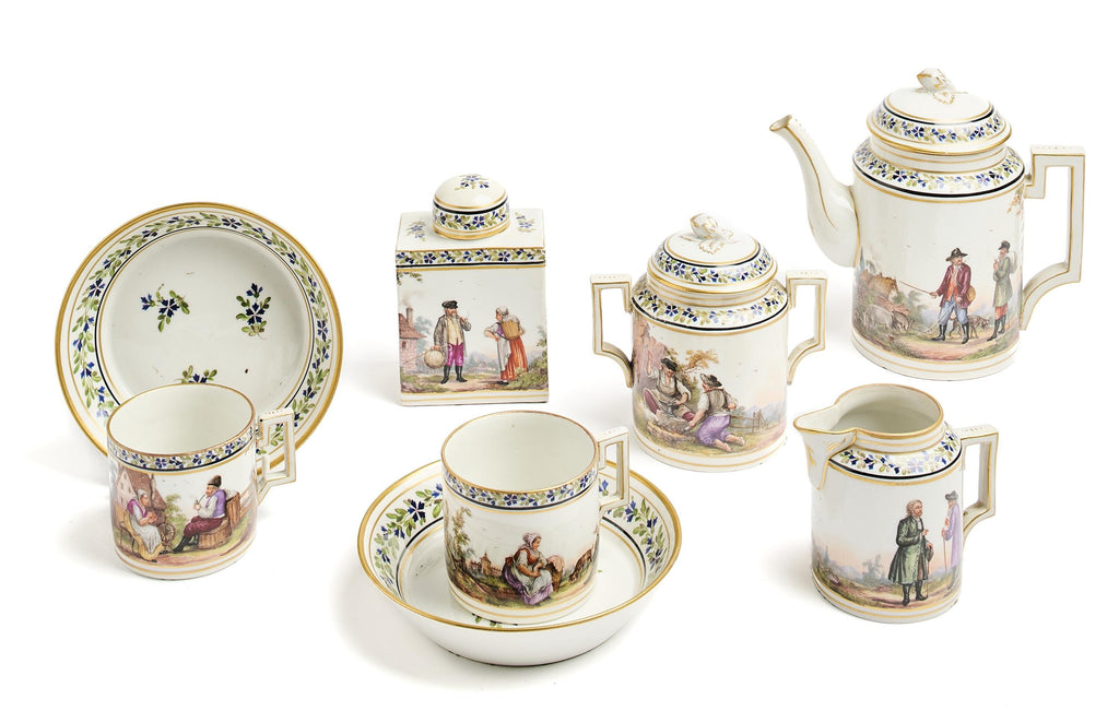 Russian Imperial Porcelain Manufactory Catherine II tête-à-tête coffee service, St. Petersburg, c. 1762-1796