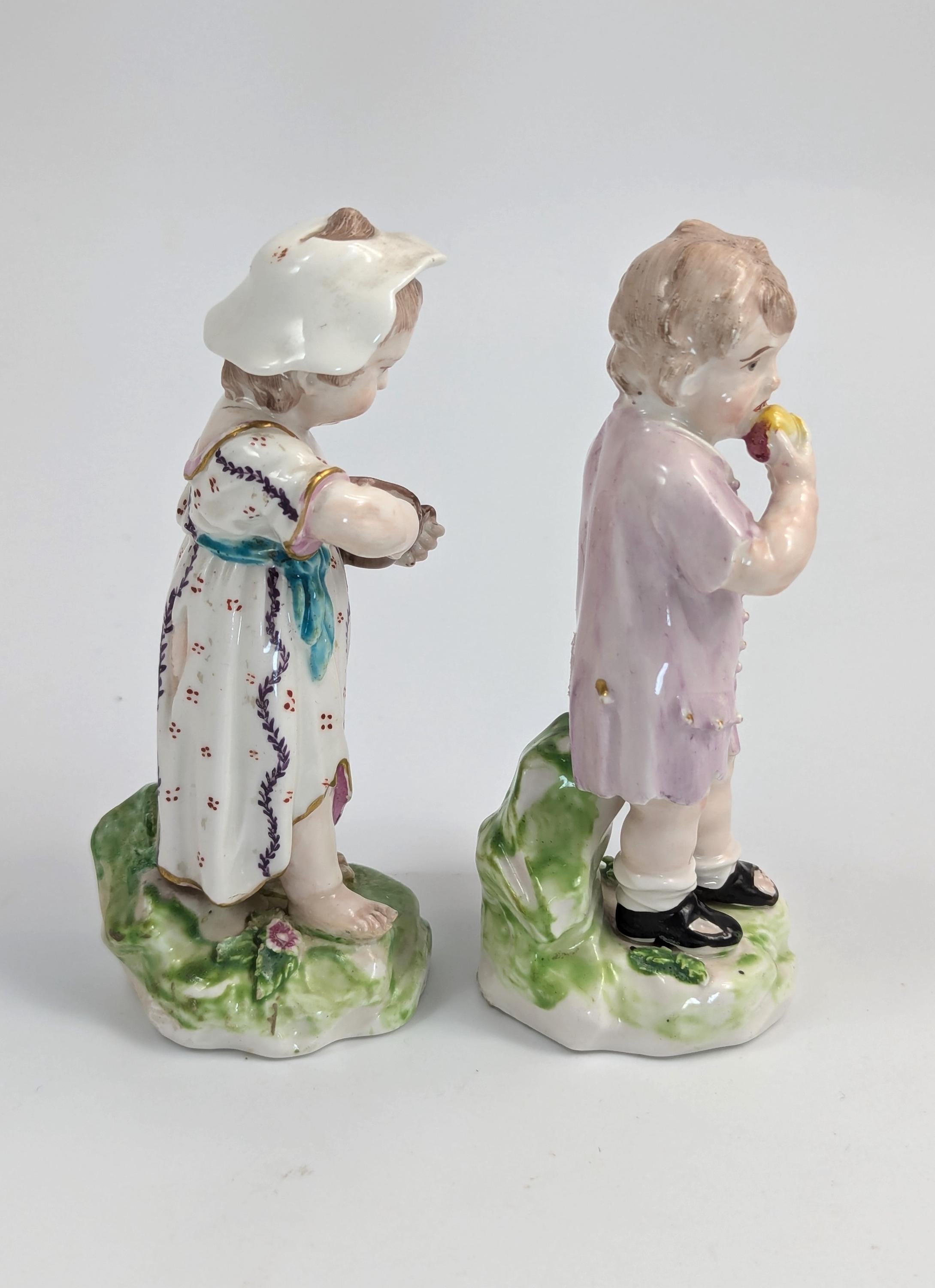Rare Derby Porcelain Figurines: "Poor Children" c. 1760, English Antique Collectible