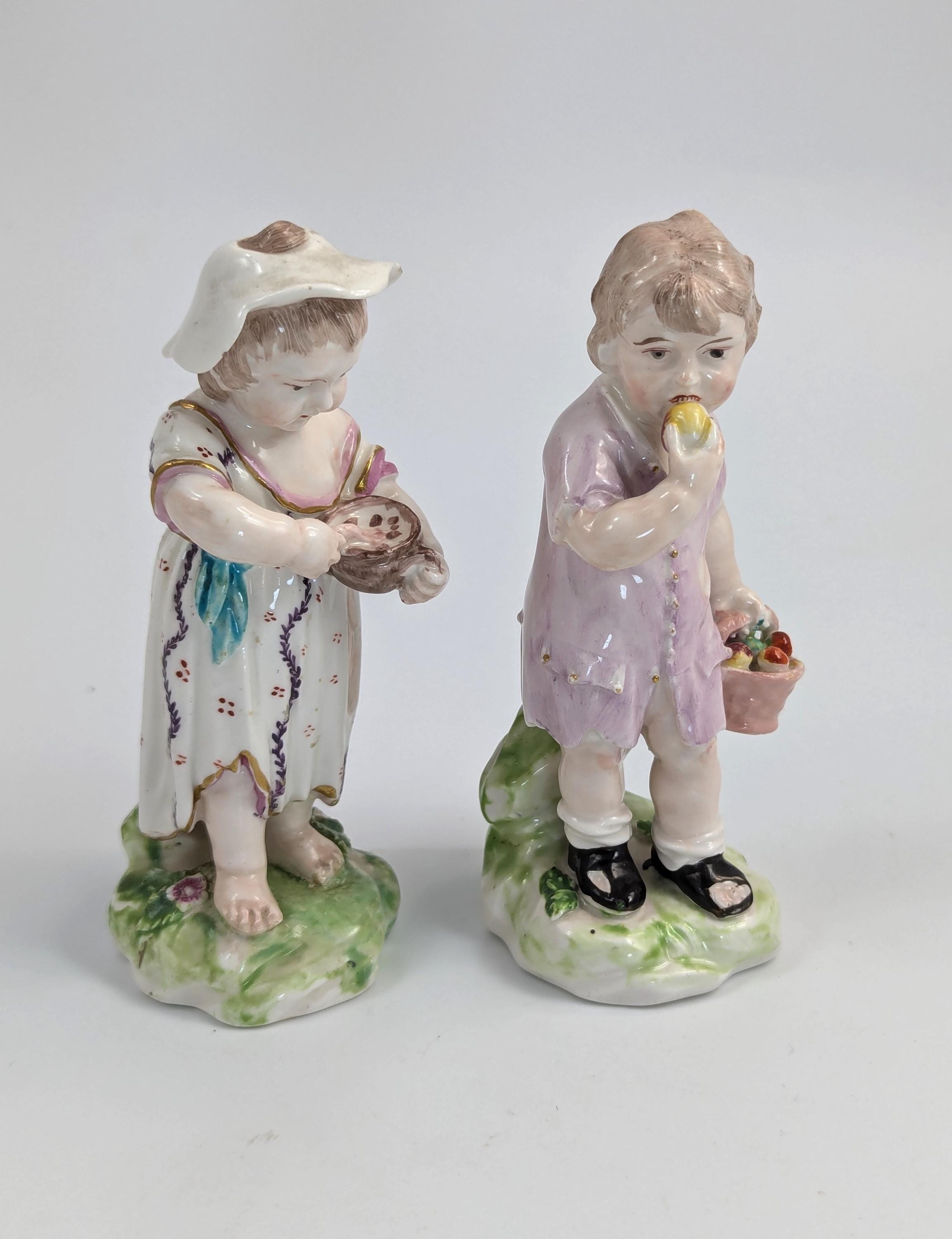 Rare Derby Porcelain Figurines: "Poor Children" c. 1760, English Antique Collectible