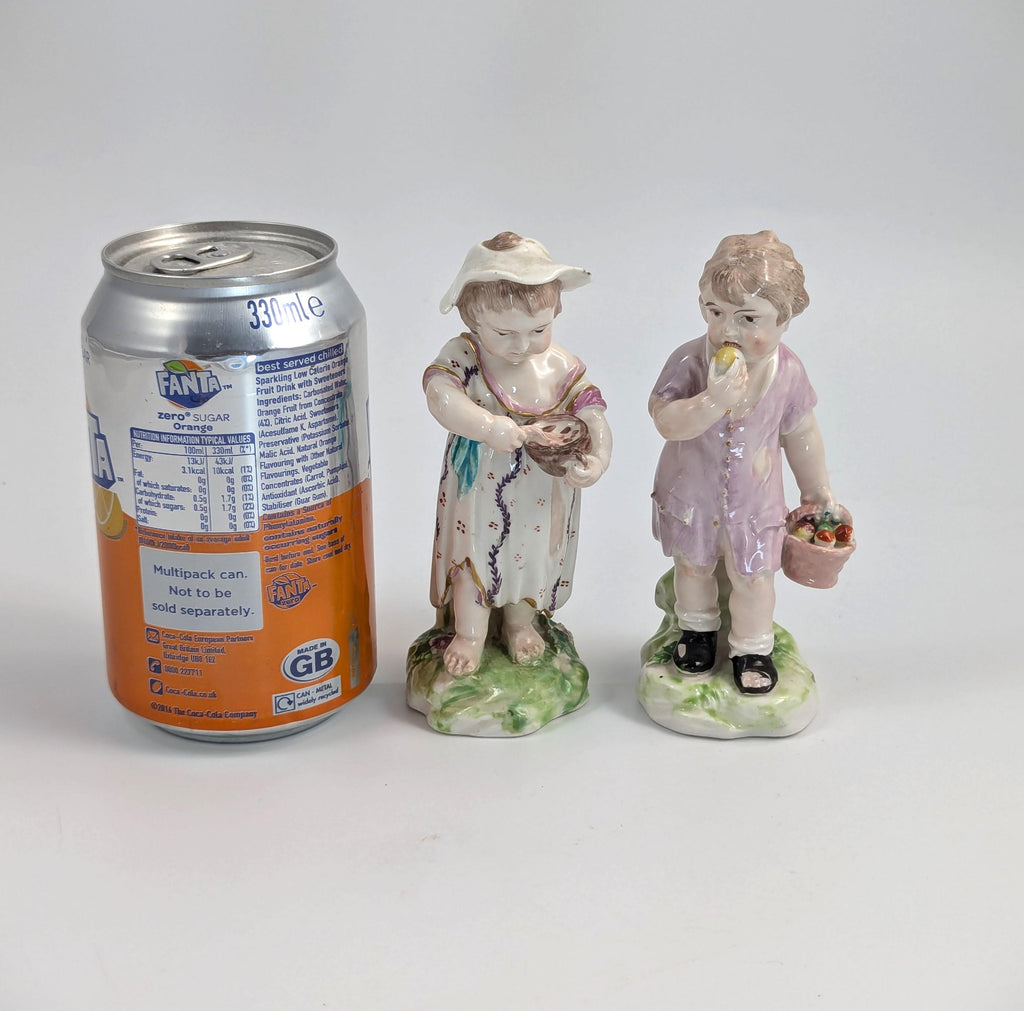 Rare Derby Porcelain Figurines: "Poor Children" c. 1760, English Antique Collectible