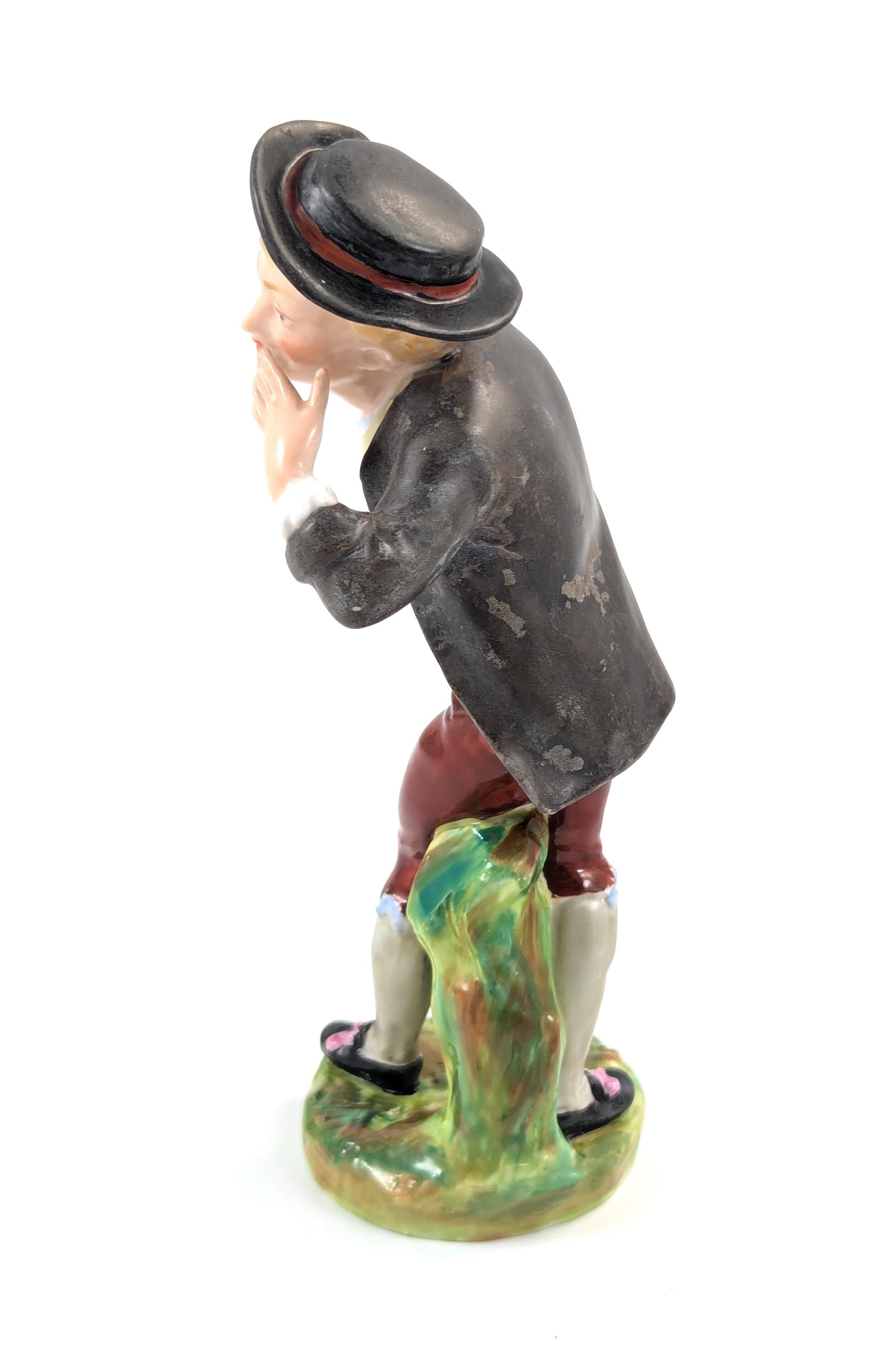 Rare Crown Derby Porcelain Figurine: 18th Century Georgian Boy