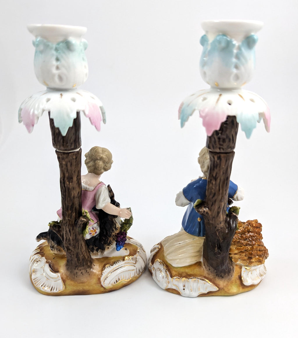 Sitzendorf Porcelain Figural Candlesticks, 1884