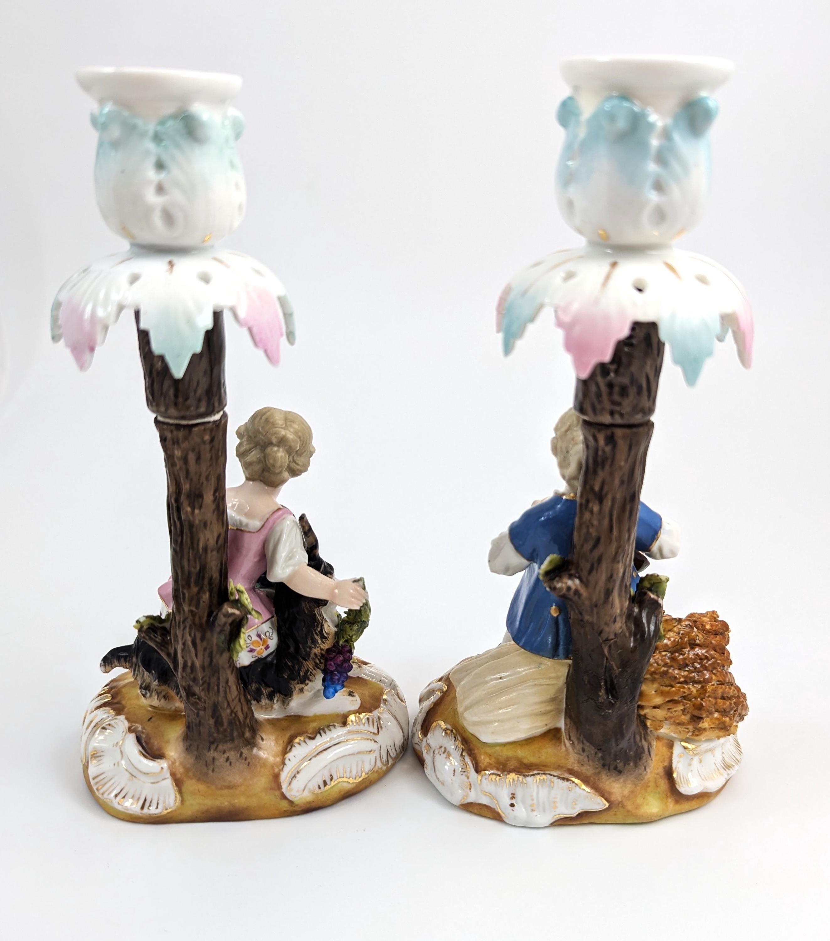 Sitzendorf Porcelain Figural Candlesticks, 1884