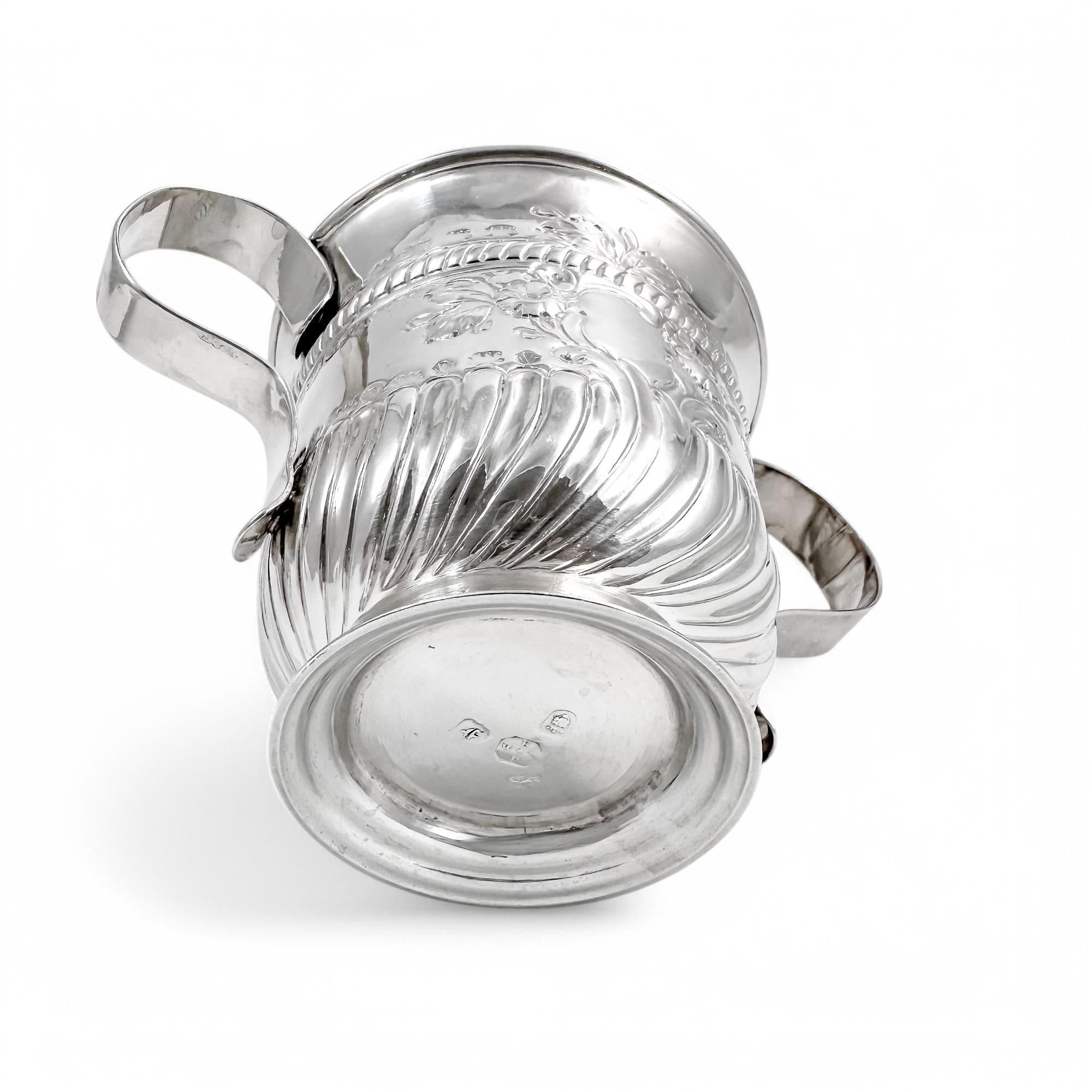 Antique Georgian sterling silver two handled sugar bowl / porringer, William & Robert Peaston, 1761