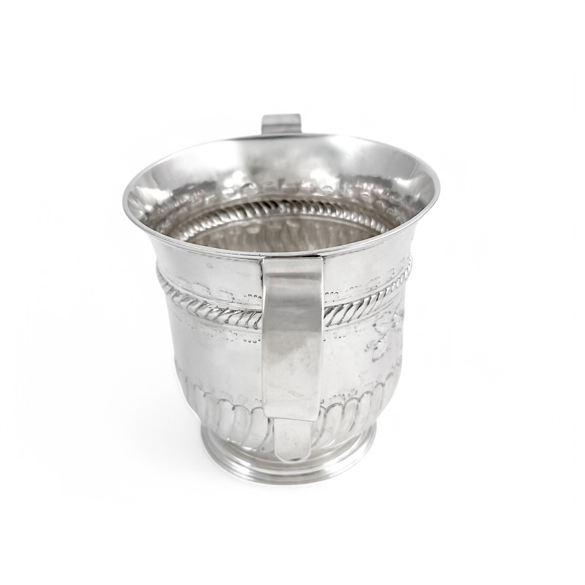 Antique Georgian sterling silver two handled sugar bowl / porringer, William & Robert Peaston, 1761