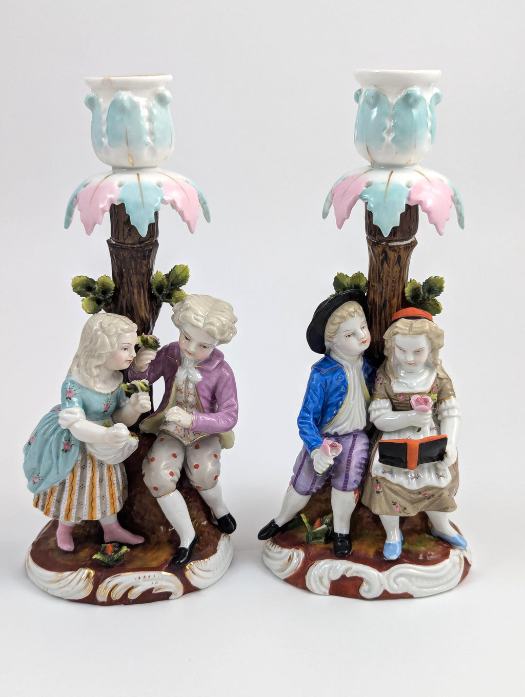 Antique German Handmade Figural Candlesticks