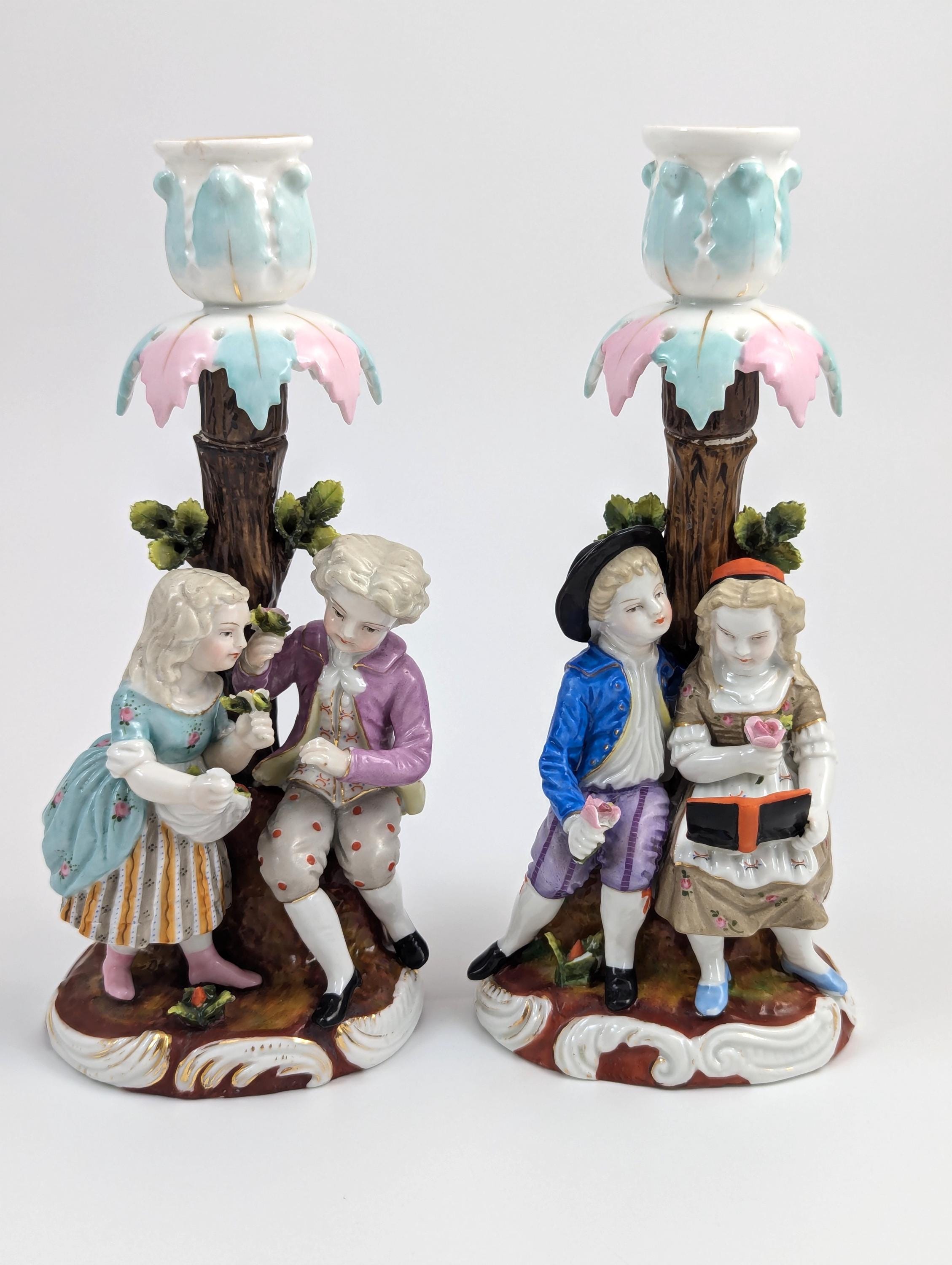 Antique German Handmade Figural Candlesticks