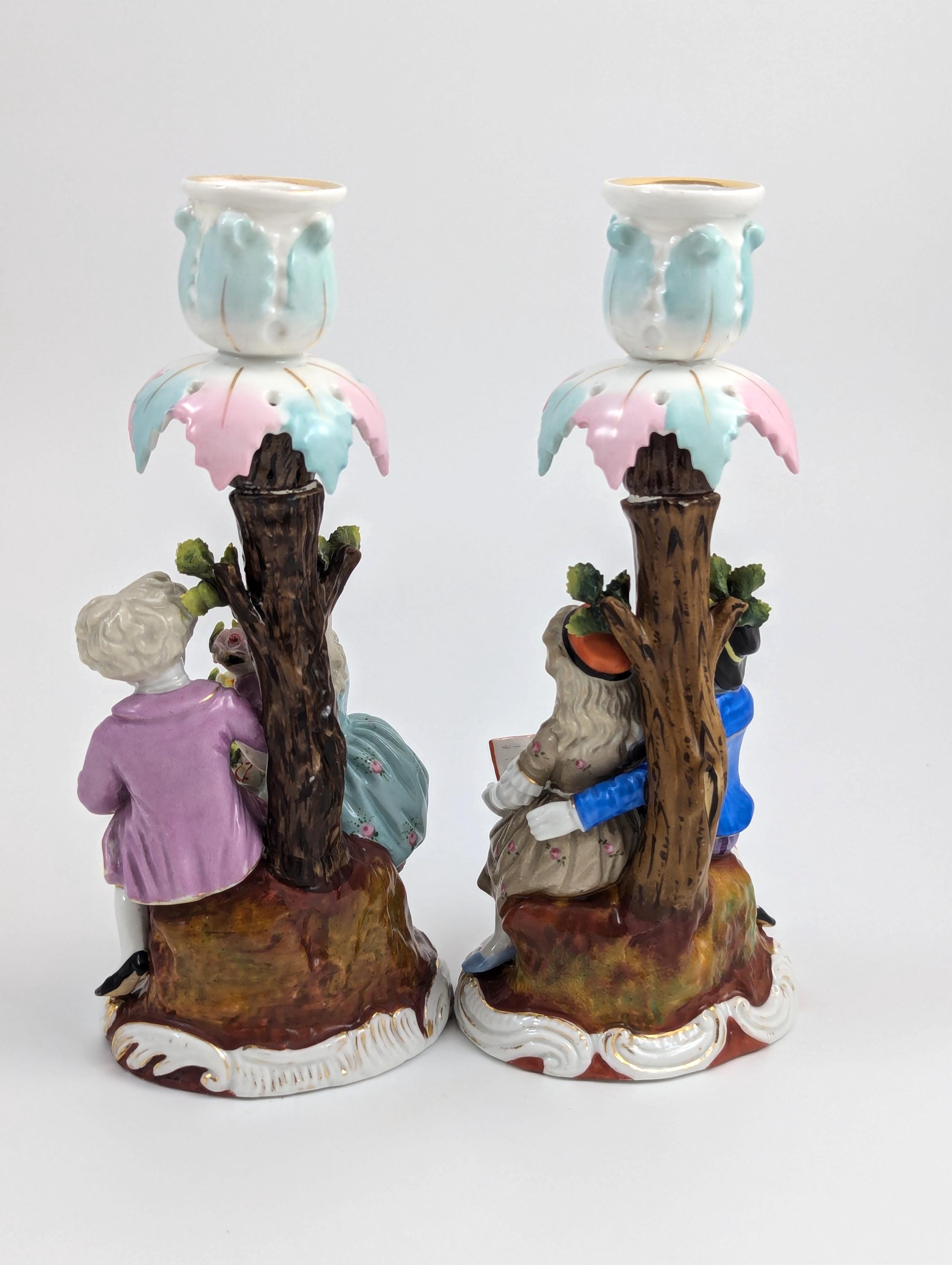 Antique German Handmade Figural Candlesticks