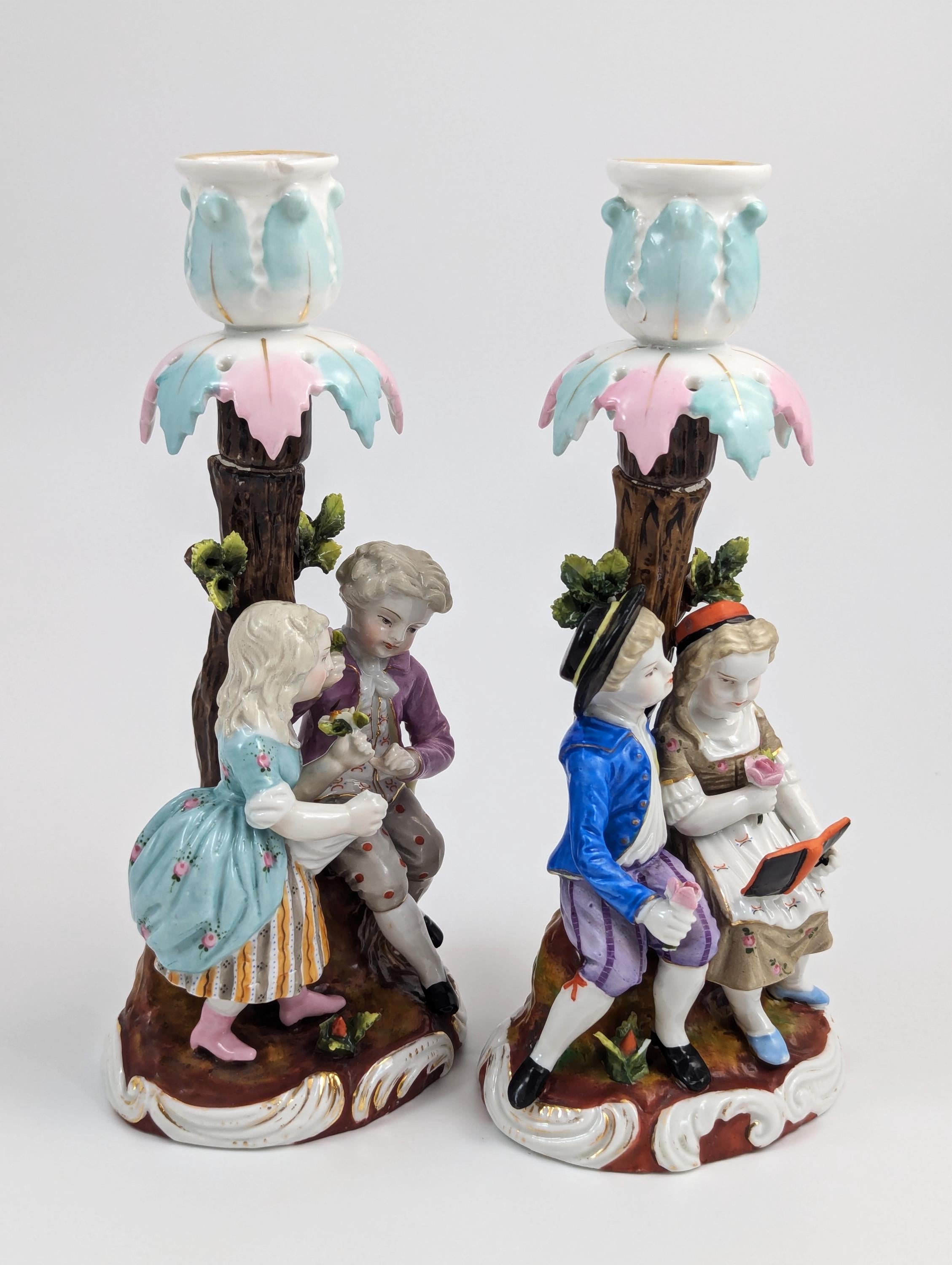 Antique German Handmade Figural Candlesticks