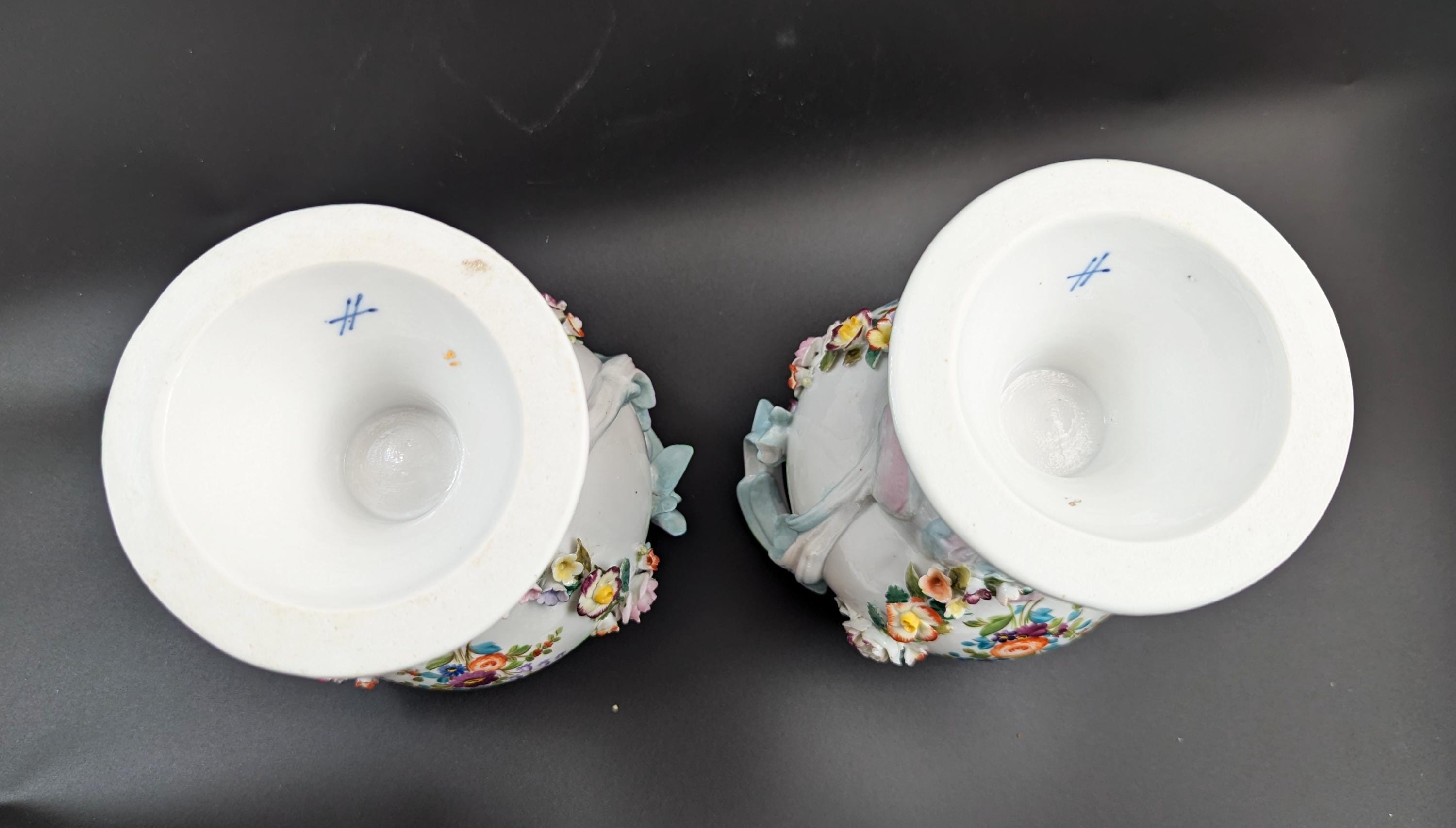 Sitzendorf Porcelain Potpourri Vases, Dresden, c. 1885