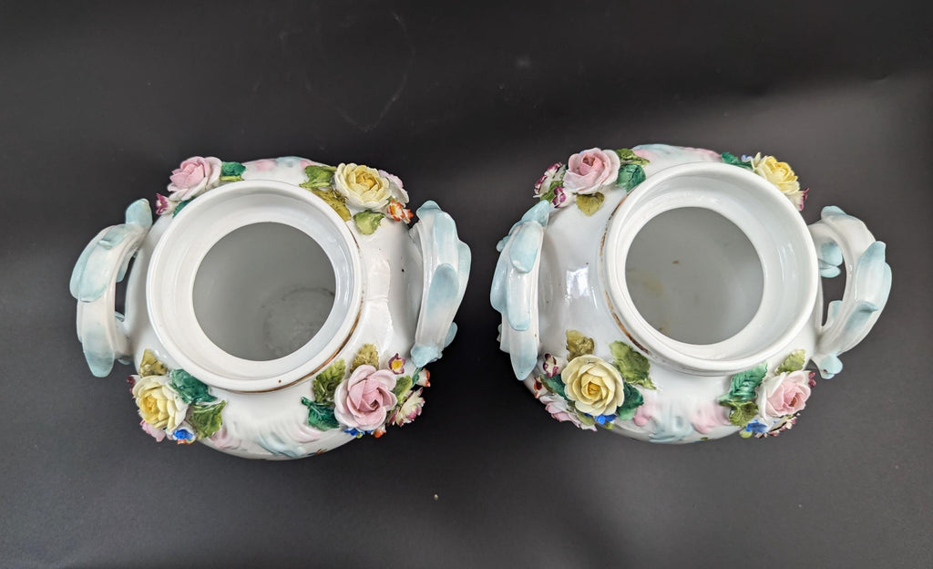 Sitzendorf Porcelain Potpourri Vases, Dresden, c. 1885
