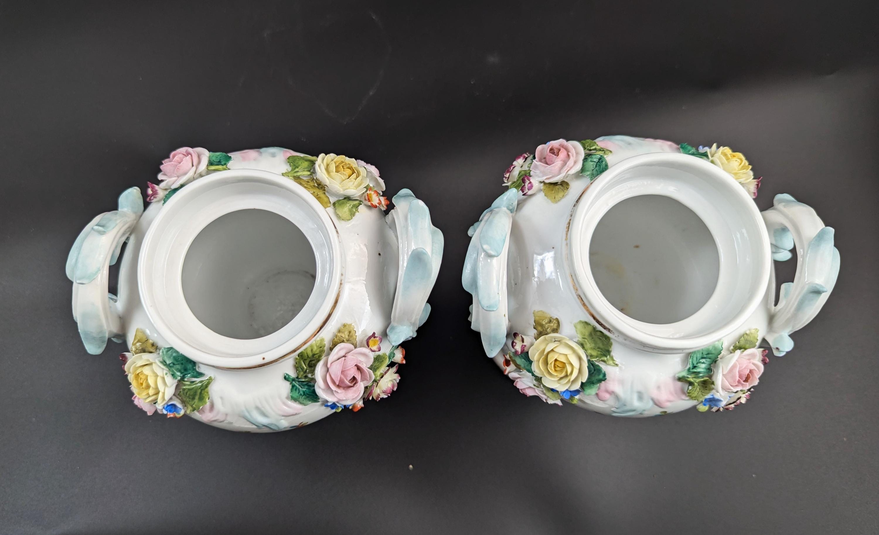 Sitzendorf Porcelain Potpourri Vases, Dresden, c. 1885