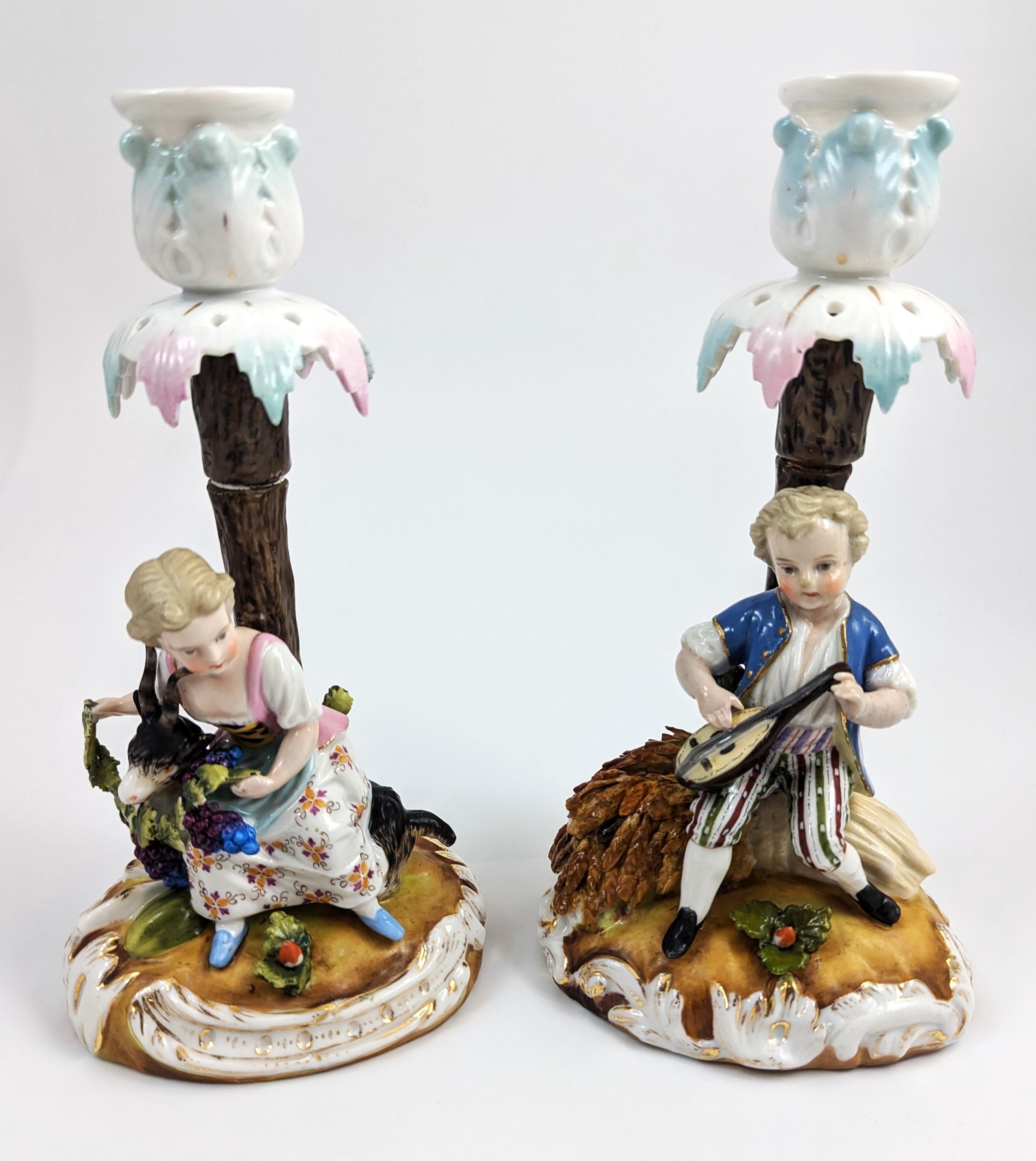Sitzendorf Porcelain Figural Candlesticks, 1884
