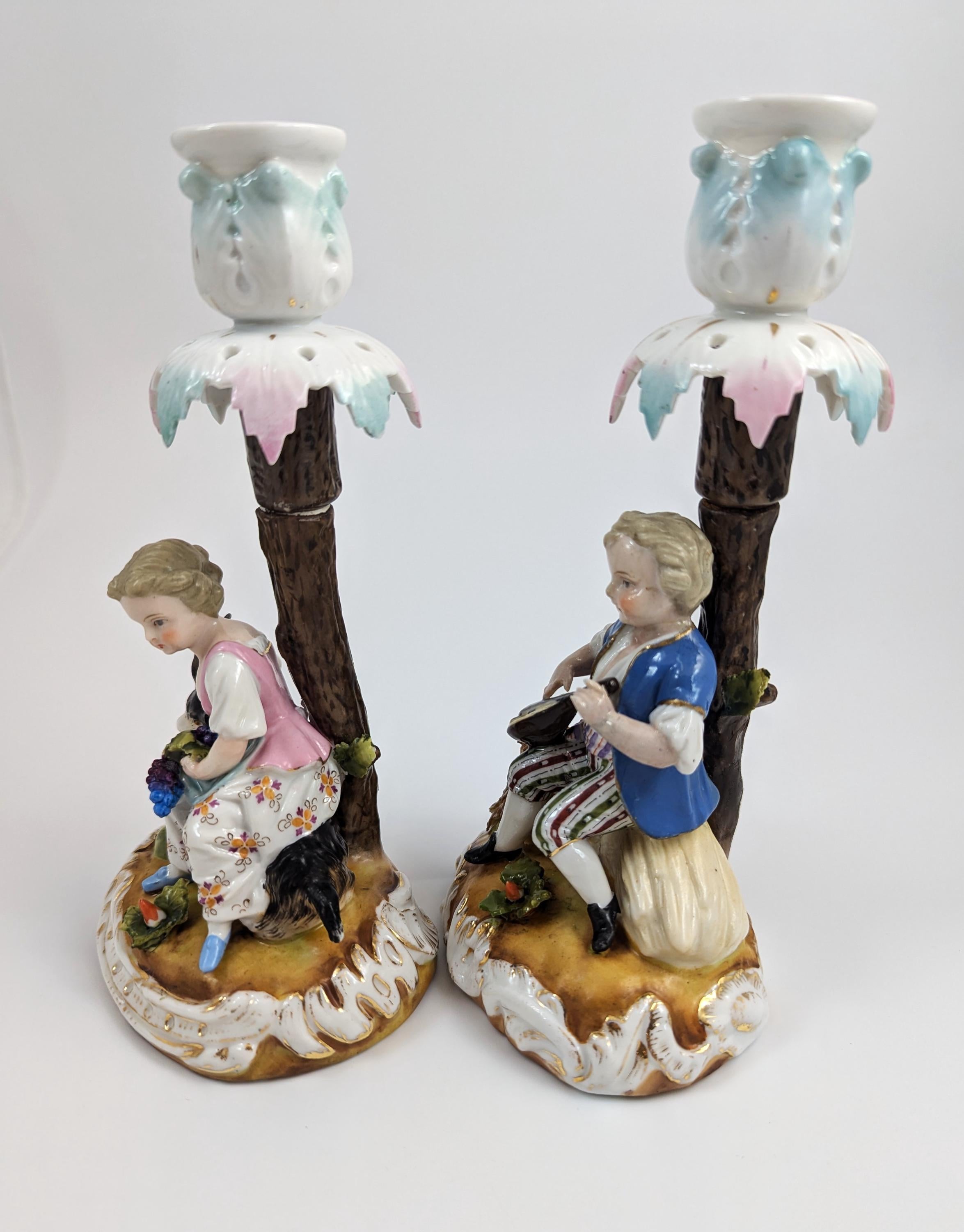 Sitzendorf Porcelain Figural Candlesticks, 1884