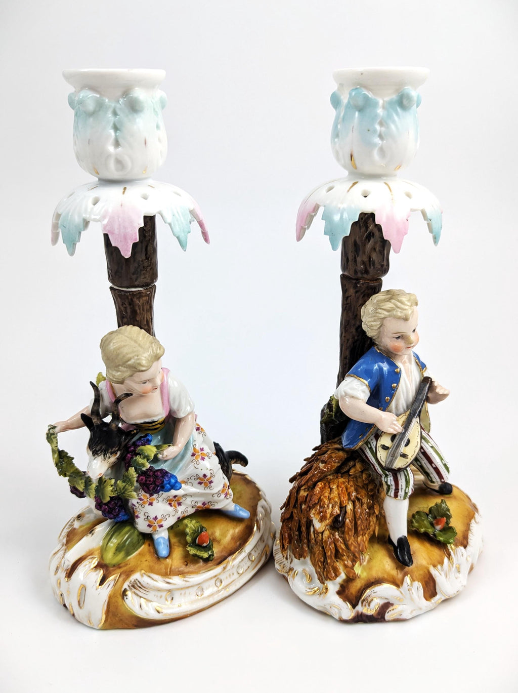 Sitzendorf Porcelain Figural Candlesticks, 1884