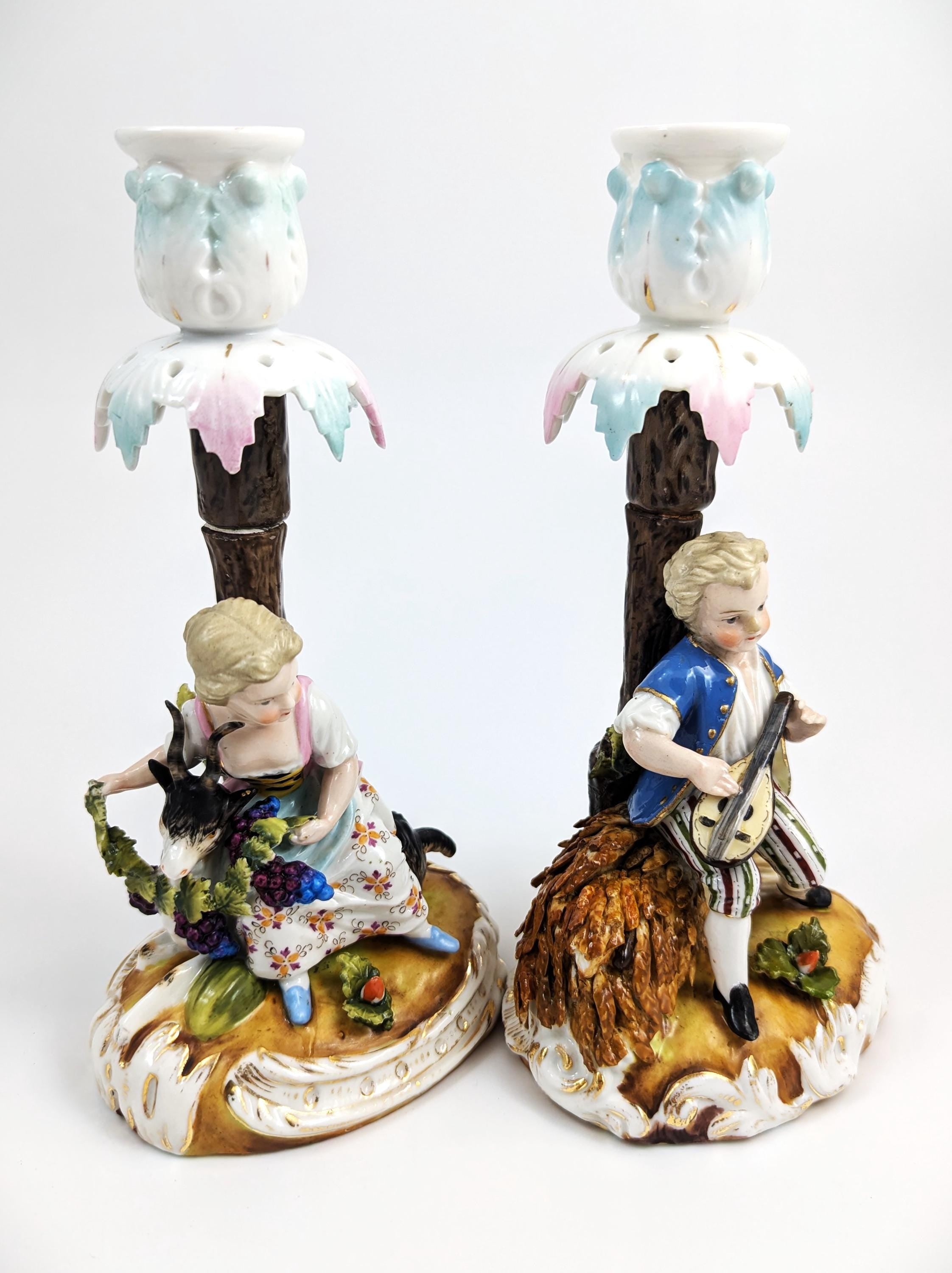 Sitzendorf Porcelain Figural Candlesticks, 1884