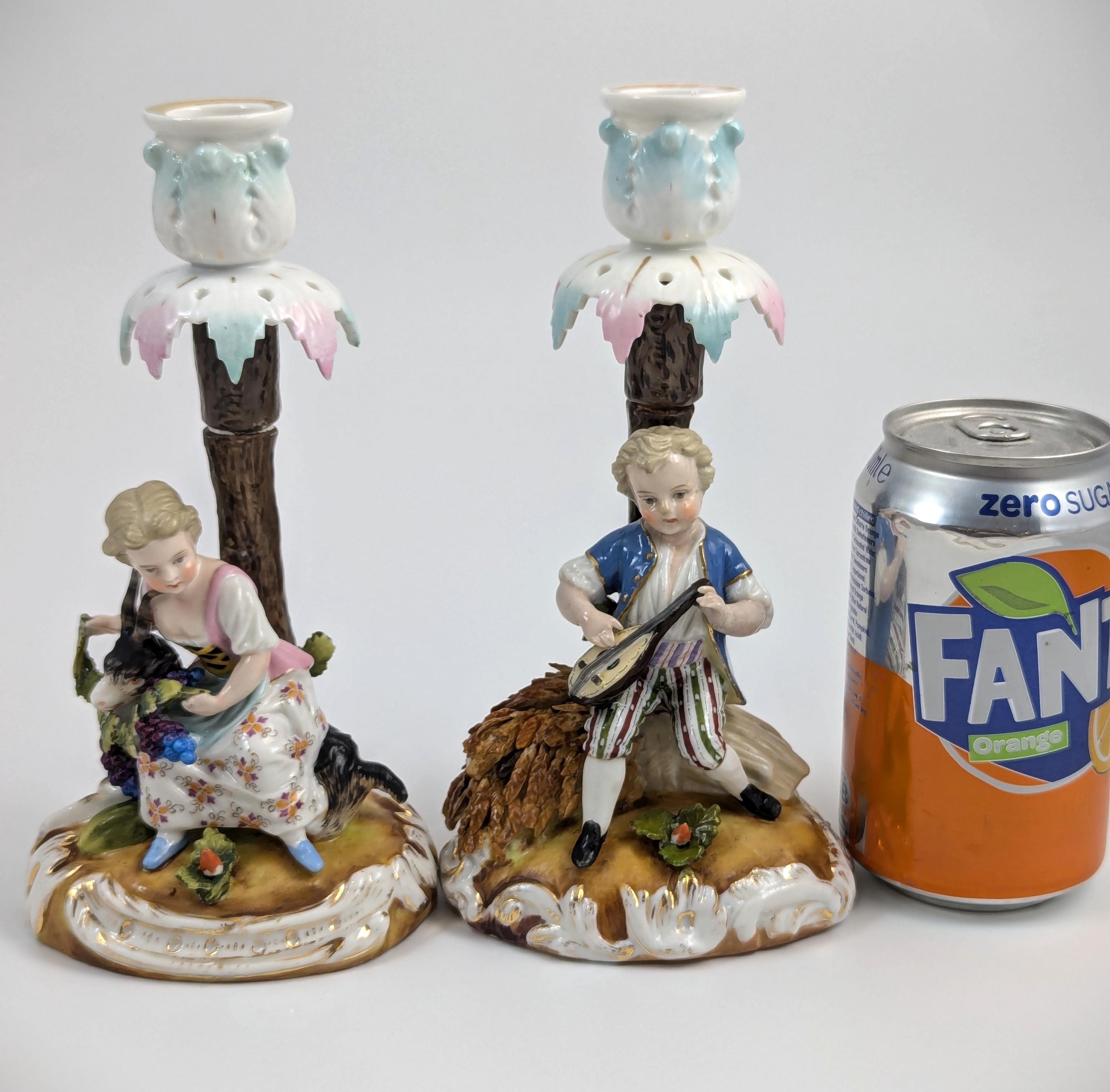 Sitzendorf Porcelain Figural Candlesticks, 1884