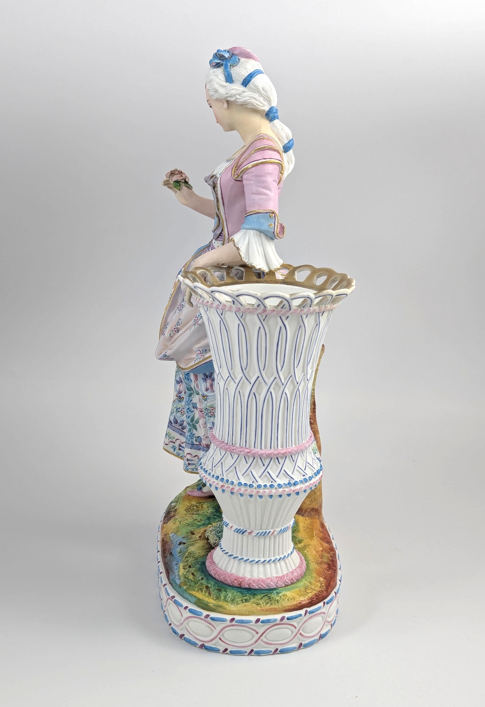 Antique Vion et Baury Style Bisque Porcelain Vase, 19th Century