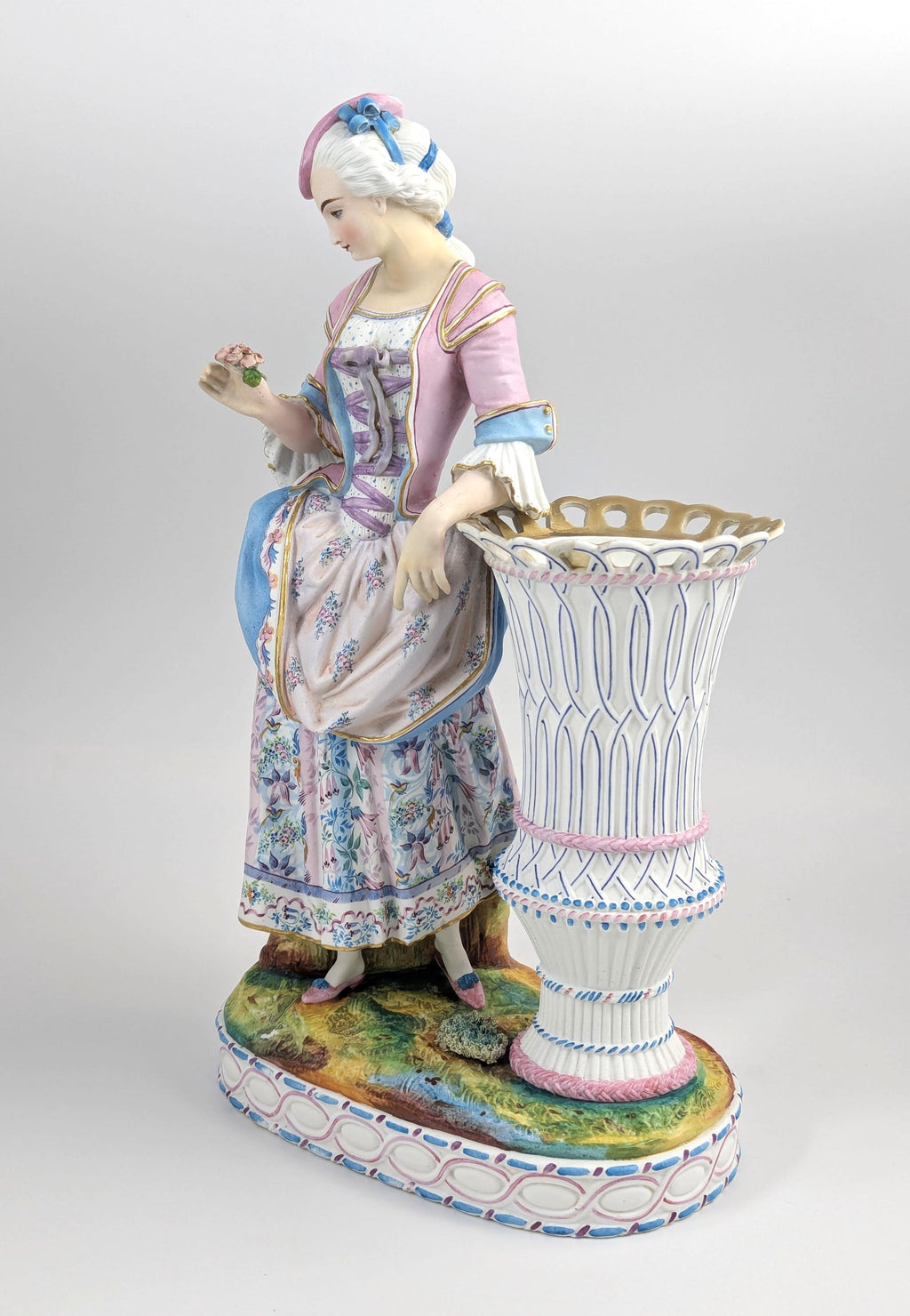 Antique Vion et Baury Style Bisque Porcelain Vase, 19th Century